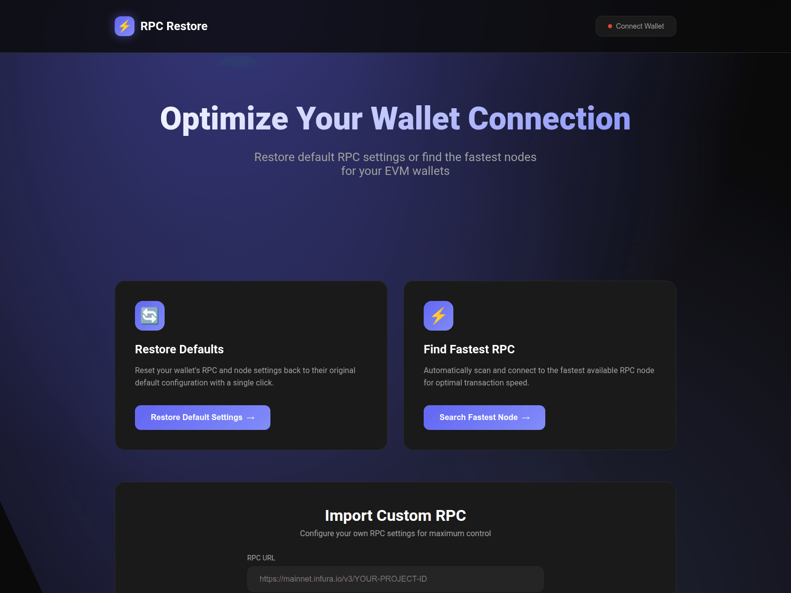Screenshot of restore-json.com