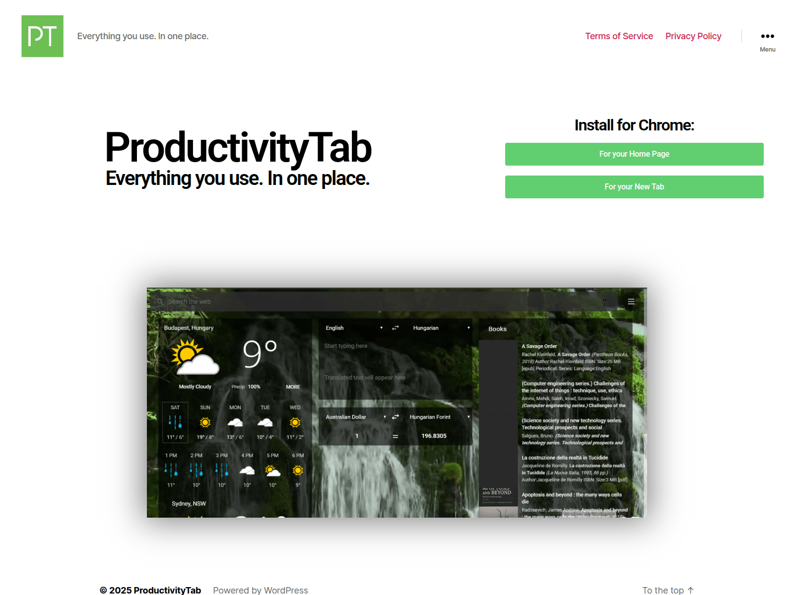Screenshot of productivitytab.co