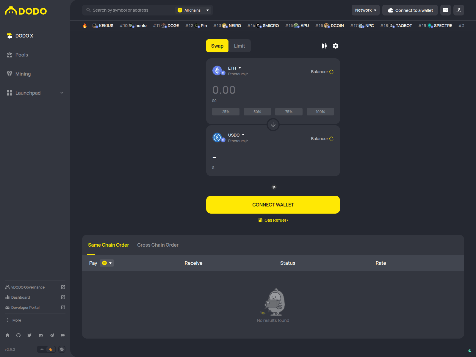 Screenshot of dododoex.finance