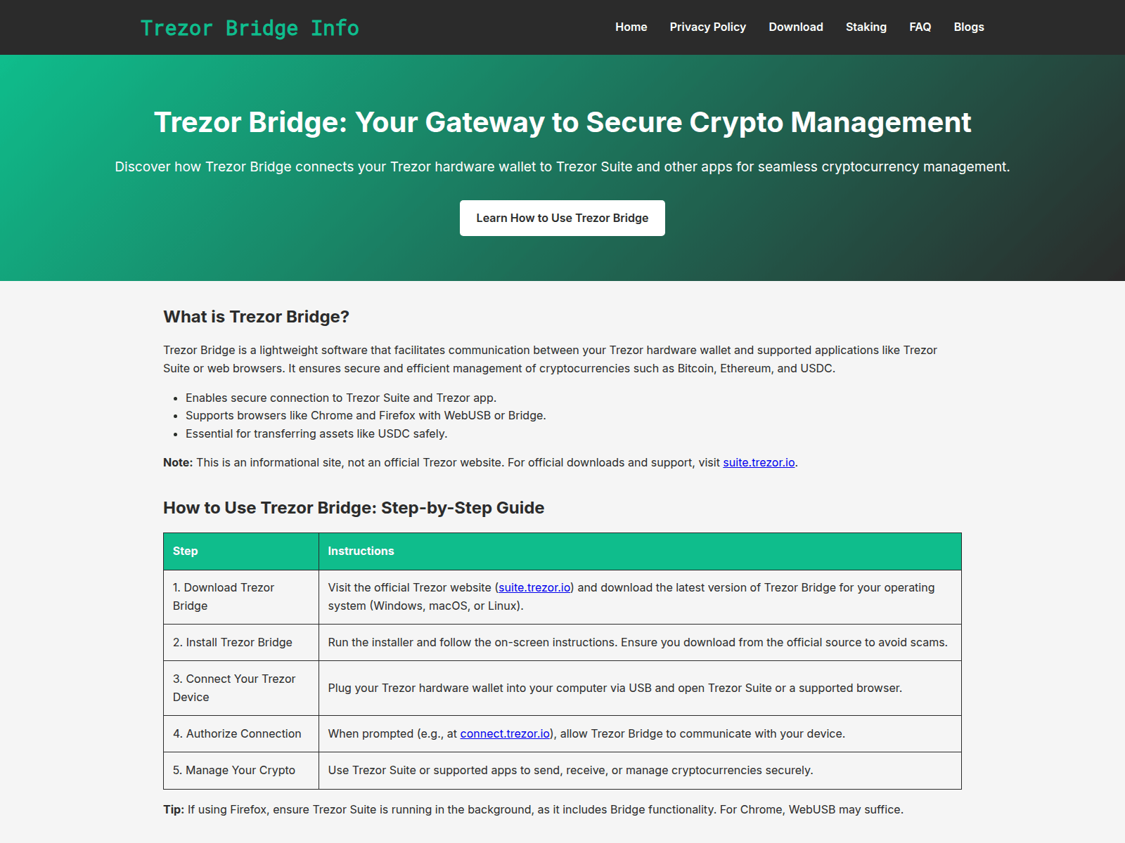 Screenshot of trezor-hub-app.cc