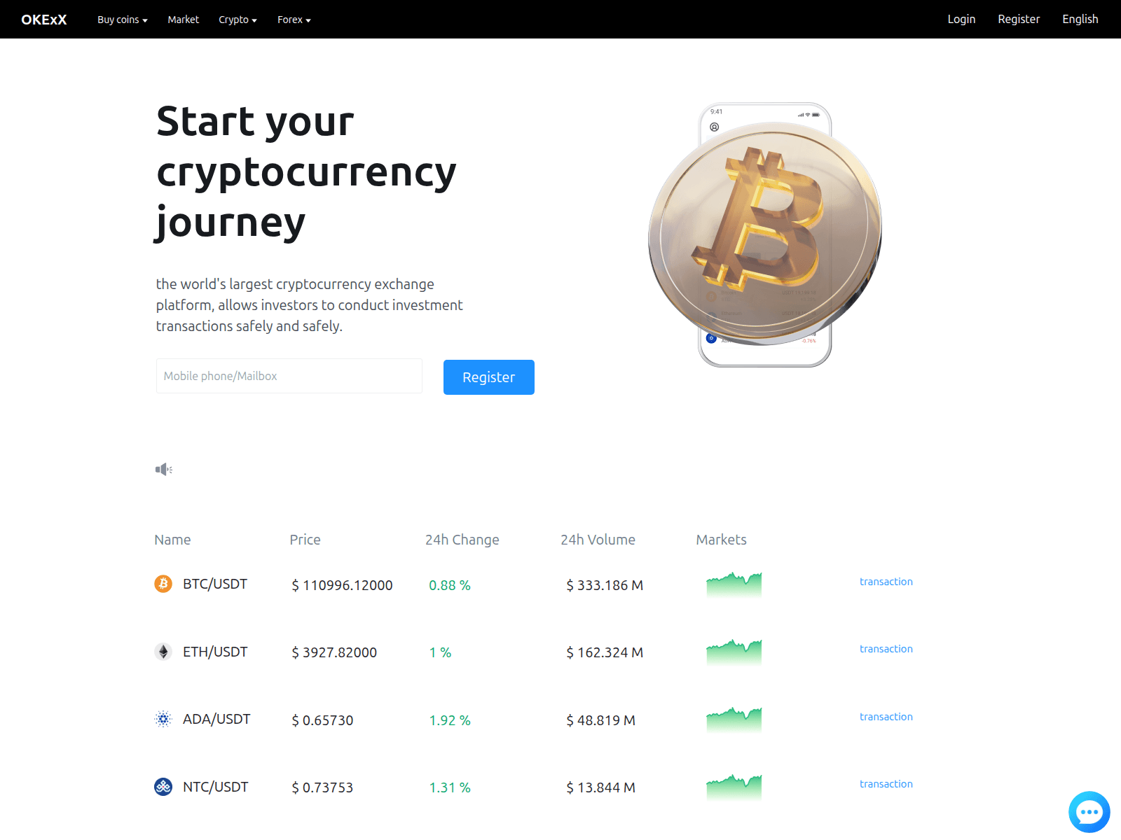 Screenshot of okexxlink.com