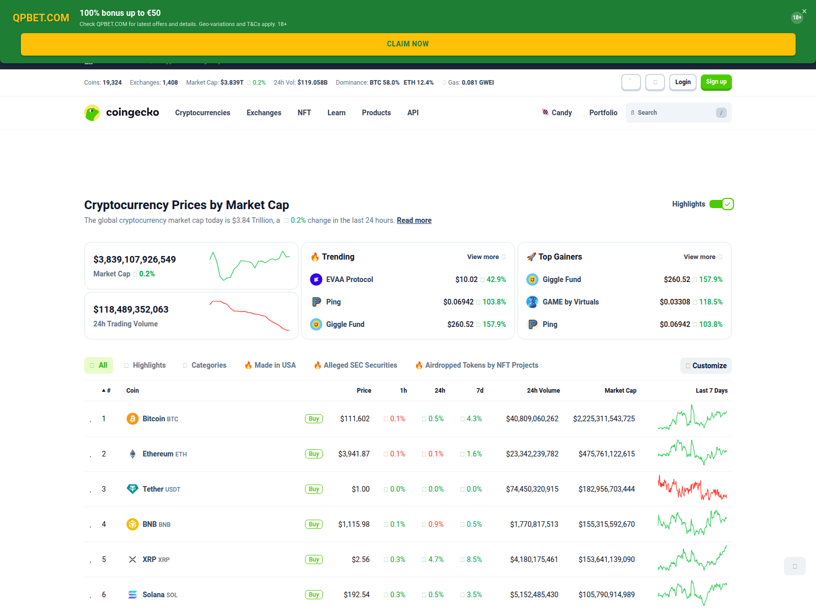 Screenshot of coingeckosprot.com