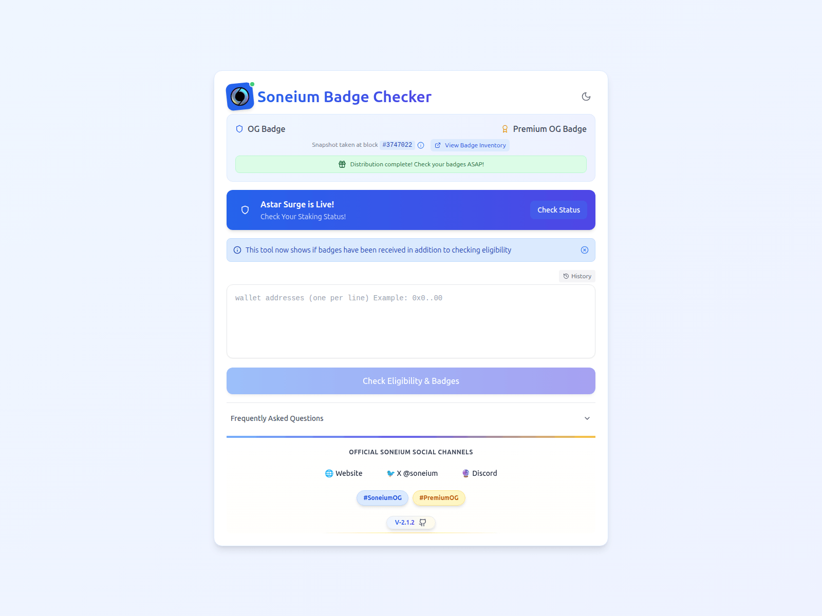 Screenshot of soneium-og-badge-checker.vercel.app
