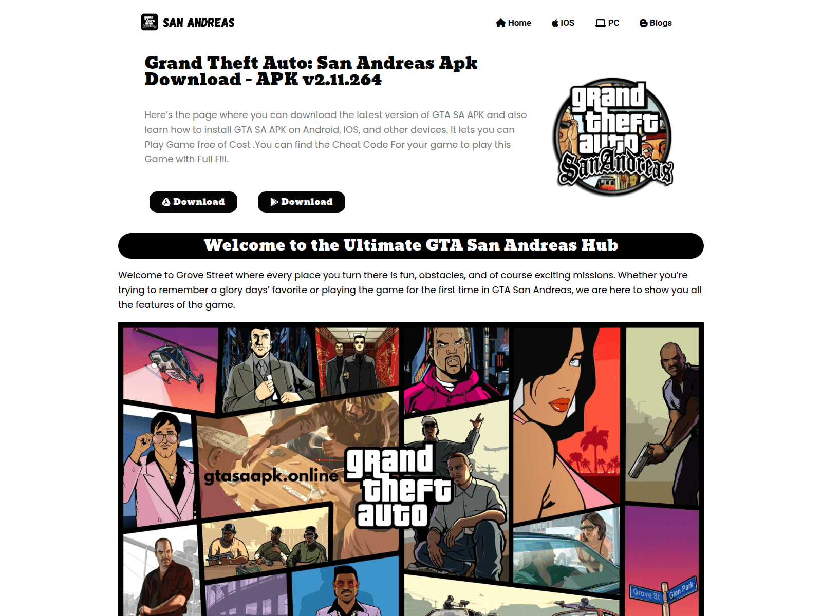 Screenshot of gtasaapk.online