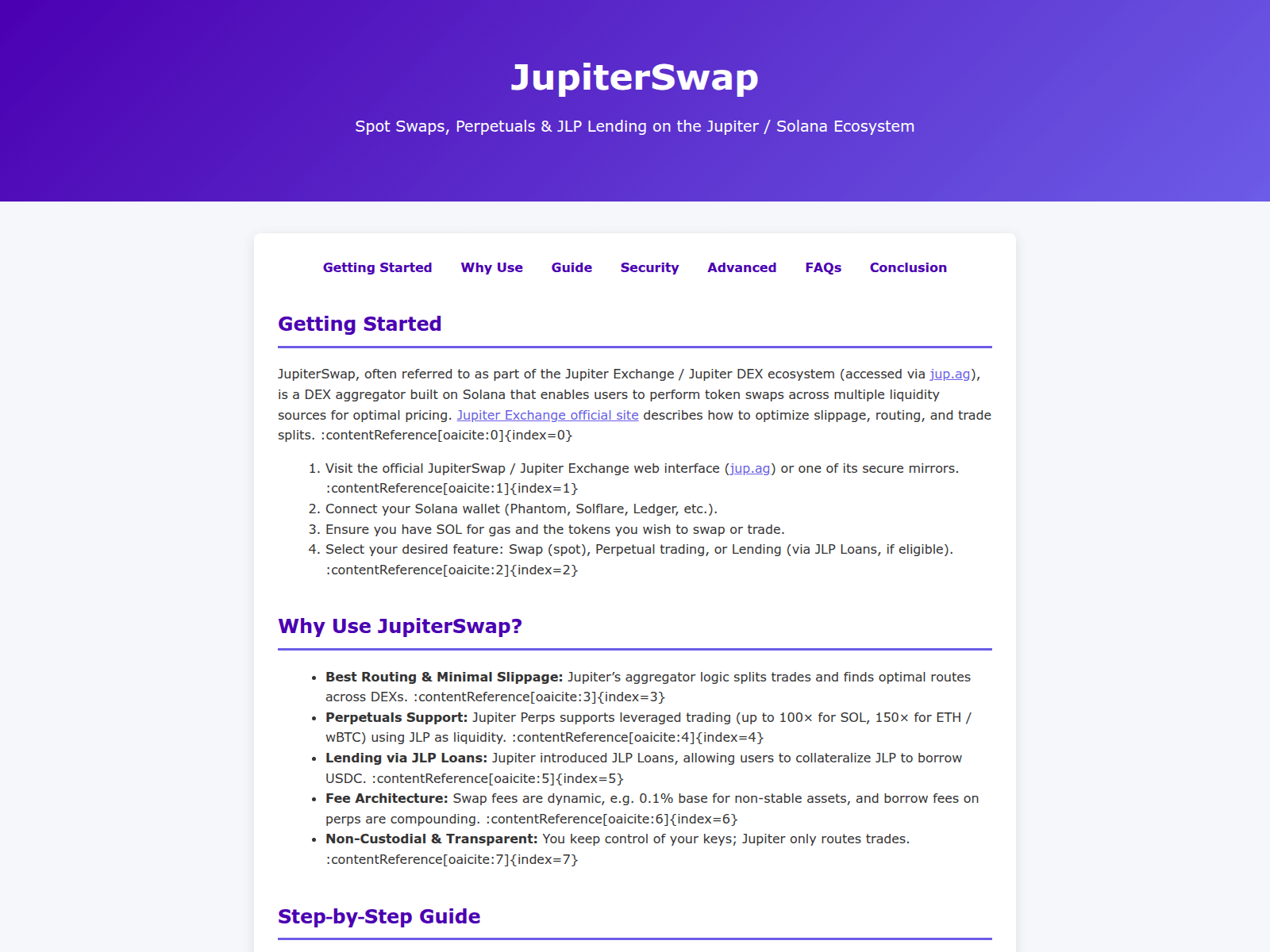 Screenshot of guide-jupiter-swap-helps.pages.dev