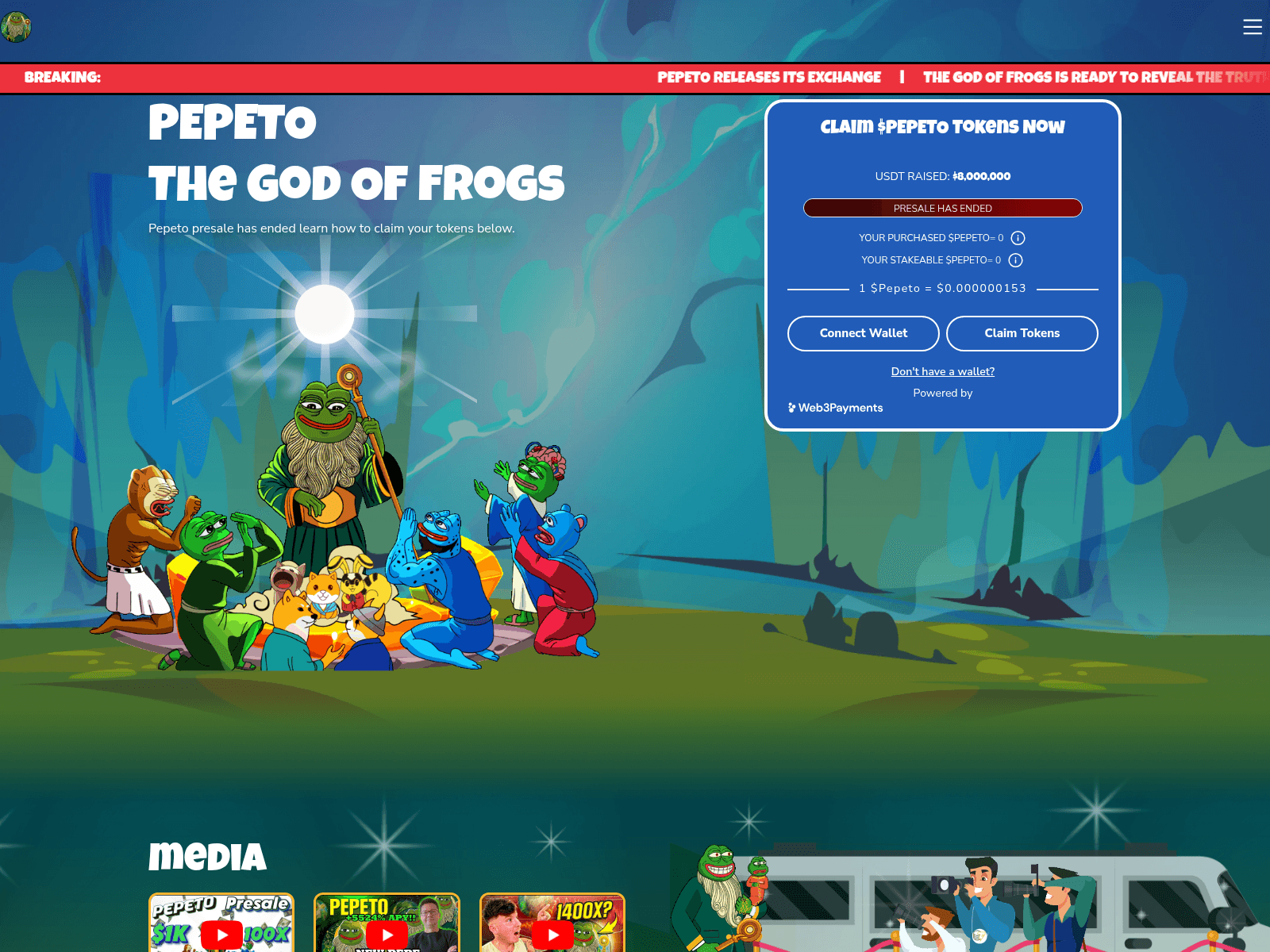 Screenshot of pepeto-claiming.io