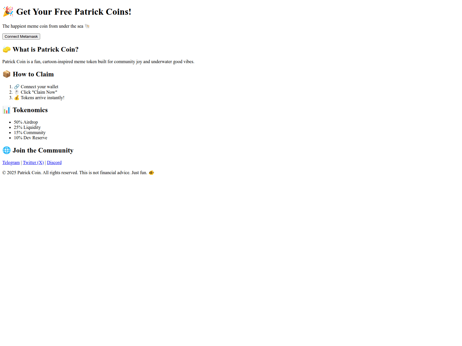Screenshot of patrickcoin.online