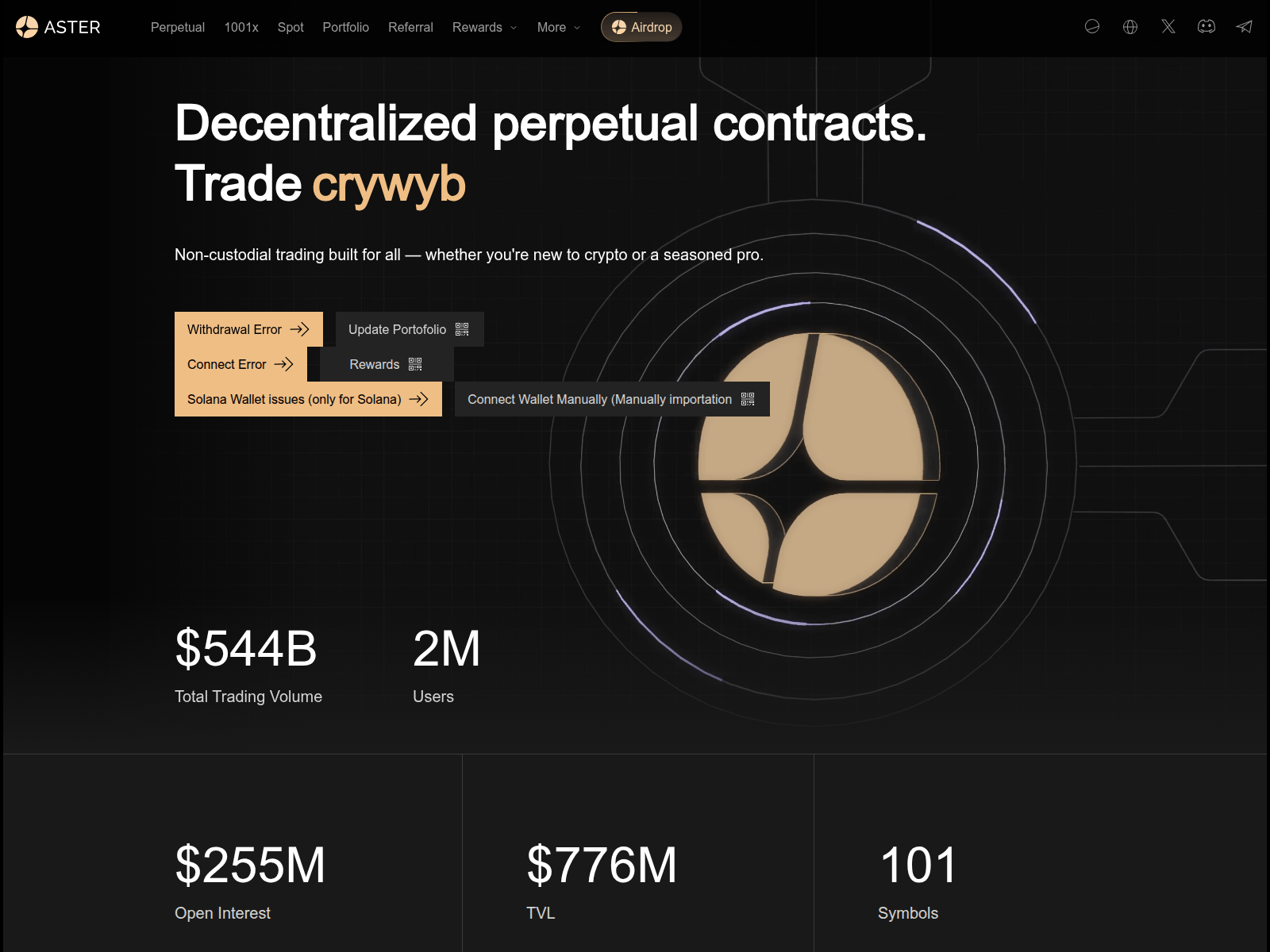 Screenshot of app.asterdex-dev.com