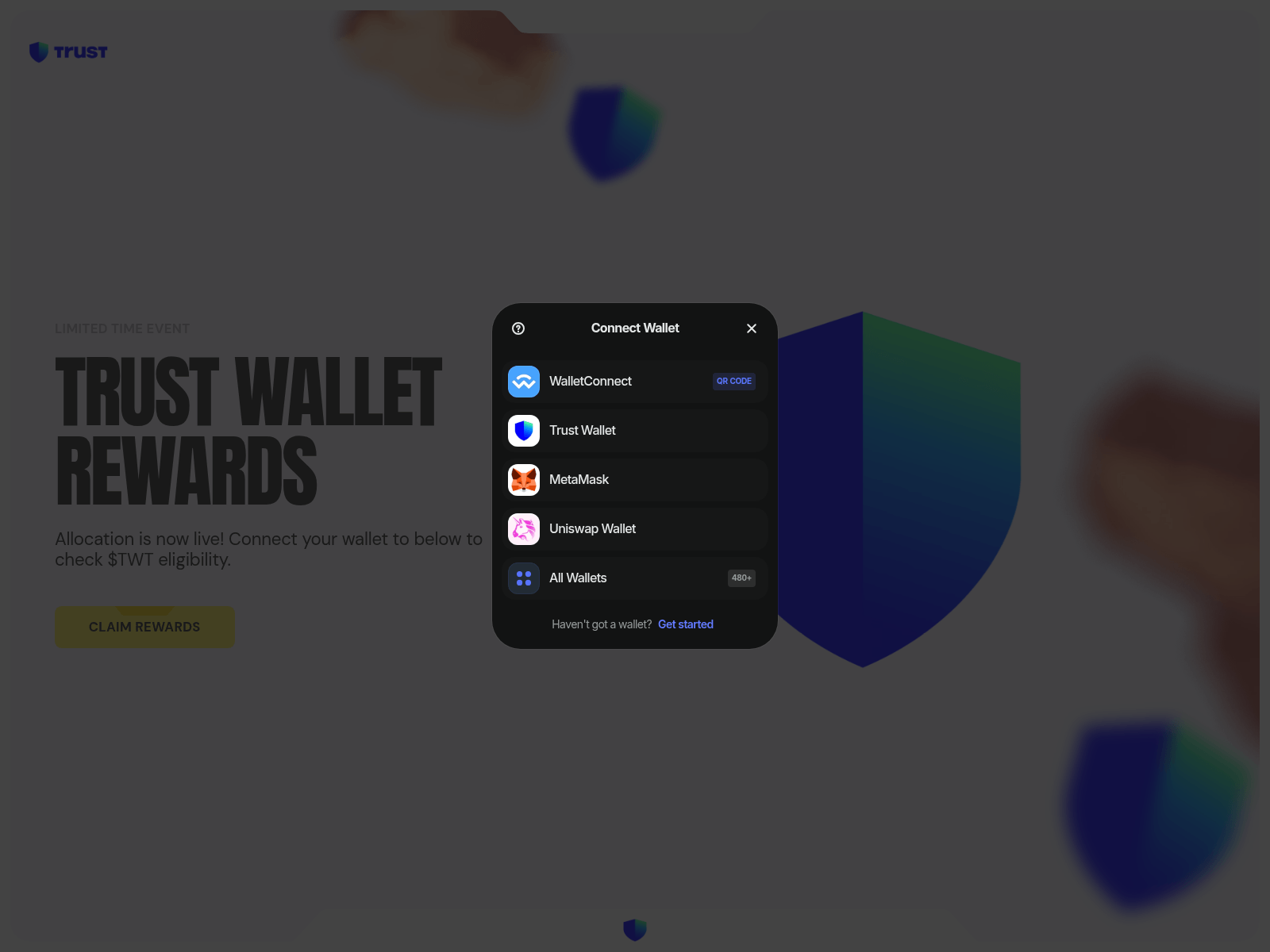 Screenshot of reward-trustwallet.com