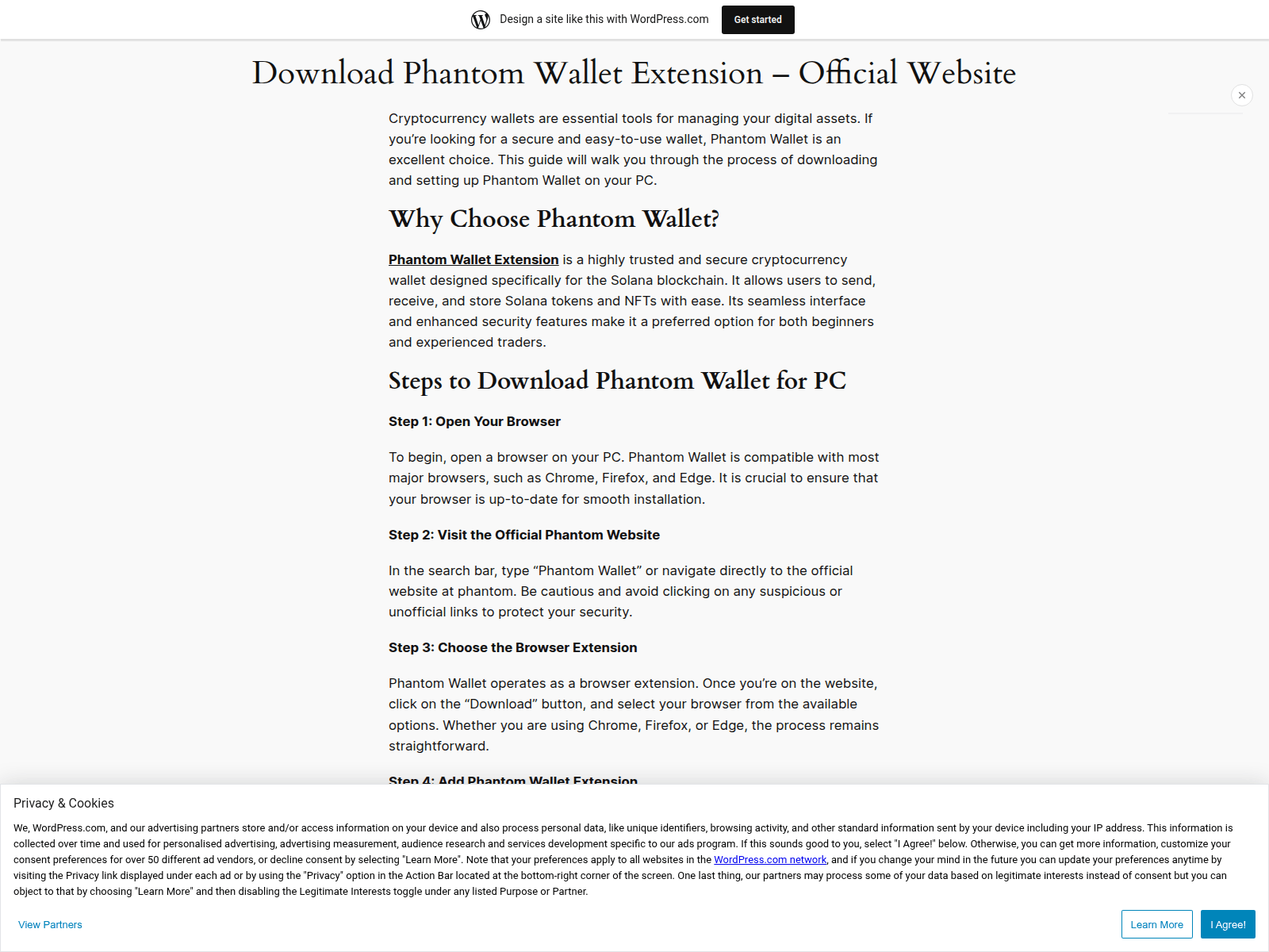 Screenshot of phantomeextensionn.wordpress.com