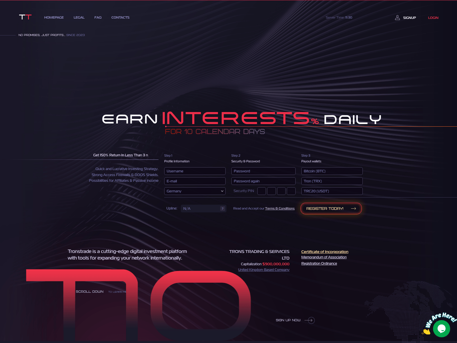 Screenshot of tronstrade.com