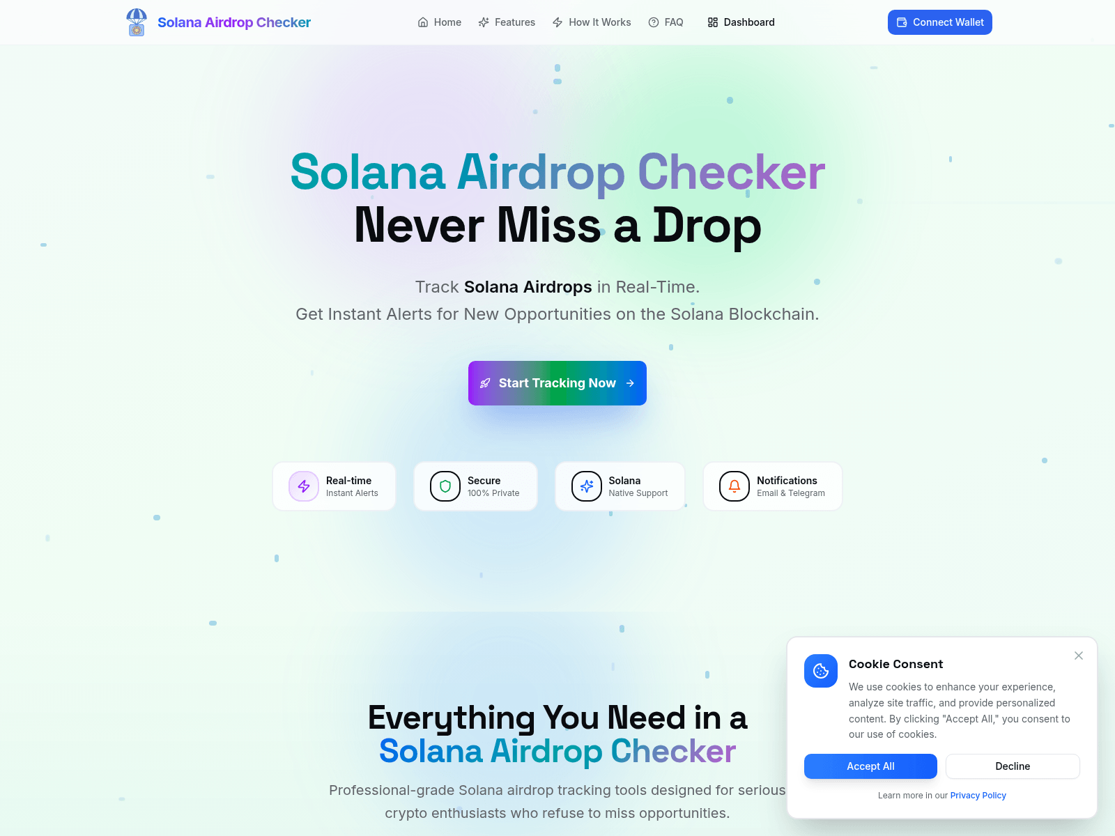 Screenshot of solanaairdropchecker.com