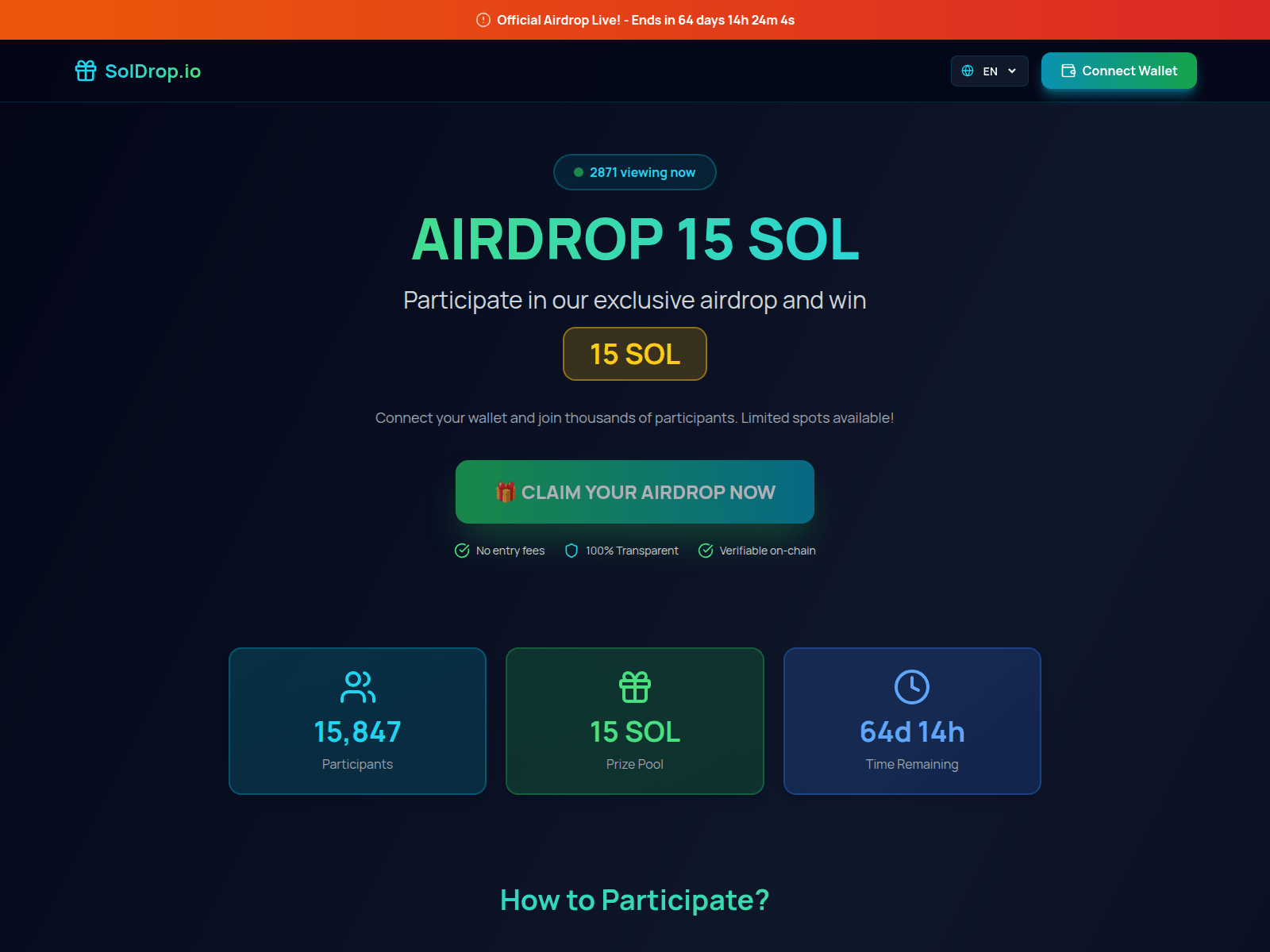 Screenshot of solairdrop.io