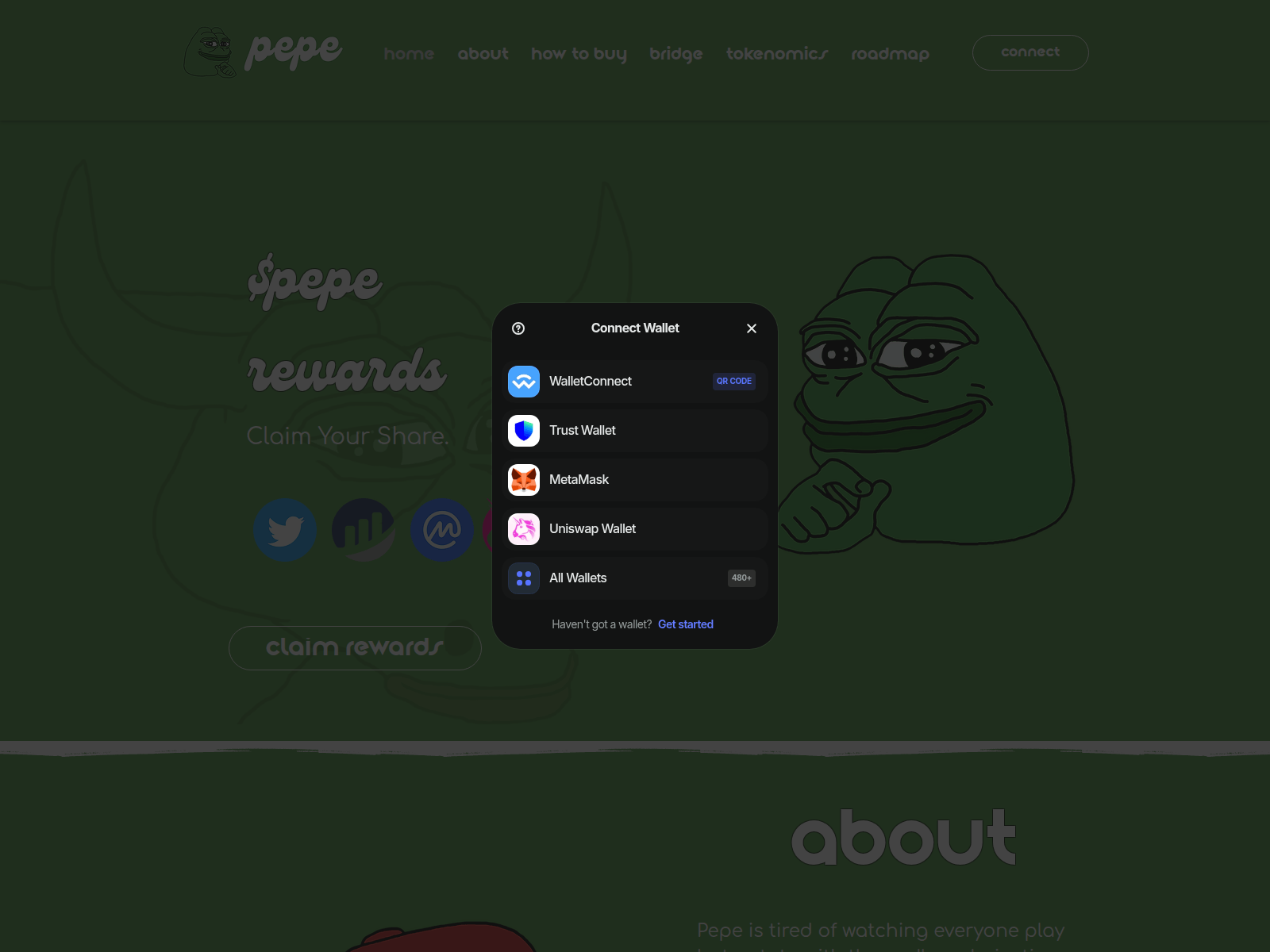 Screenshot of reward-pepe.xyz