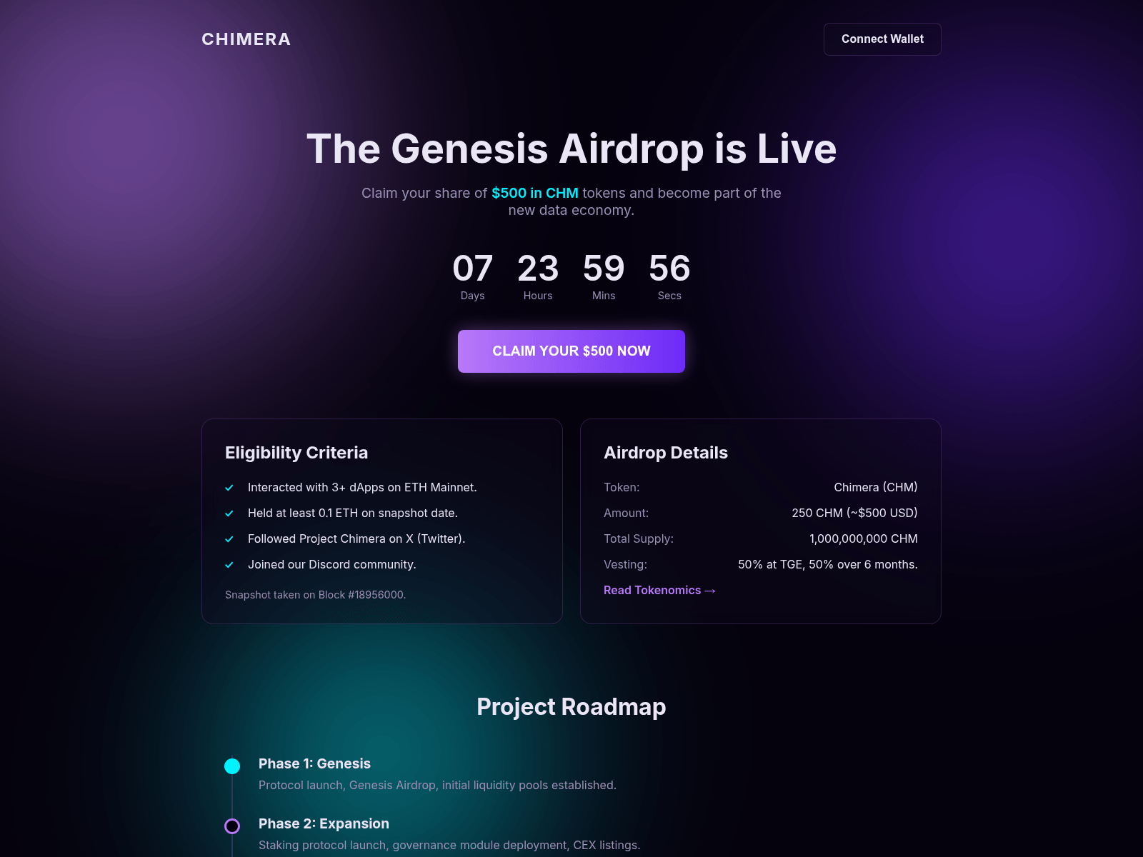 Screenshot of chimeracoin.buzz