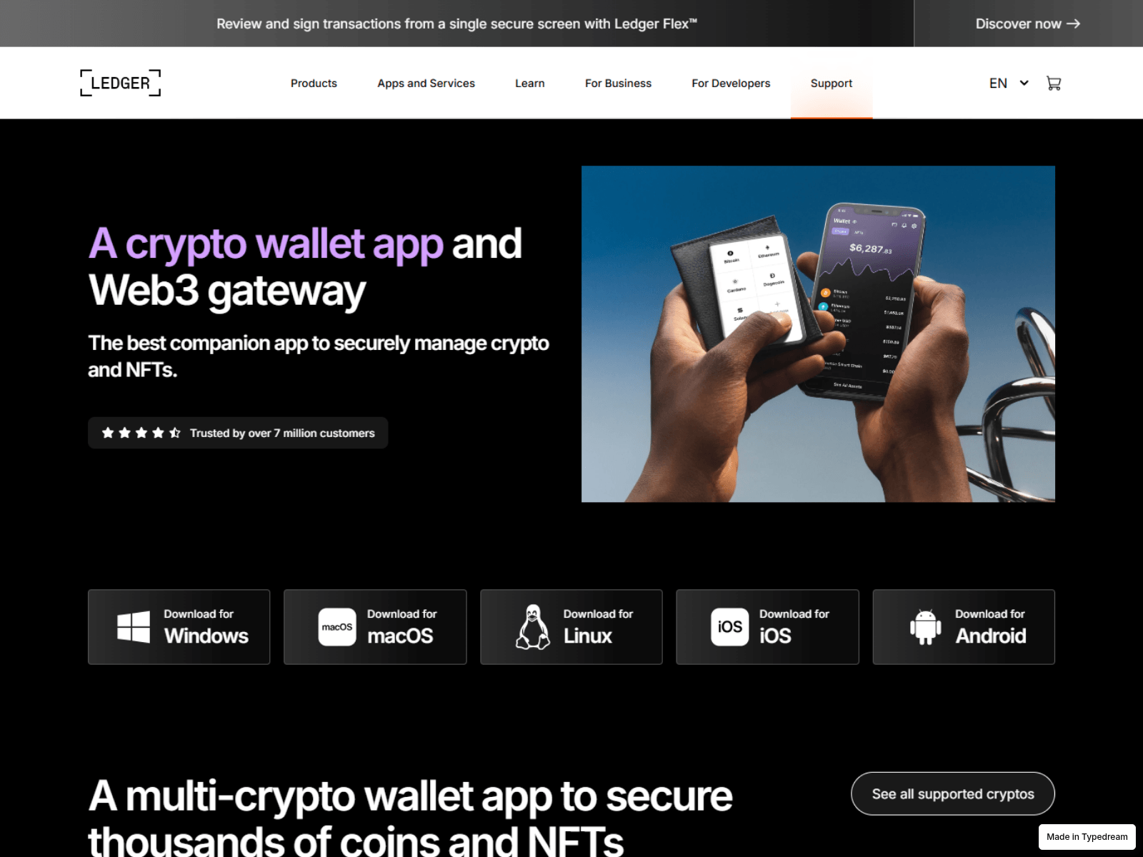 Screenshot of ledger-live-app-start-web-conect.typedream.app