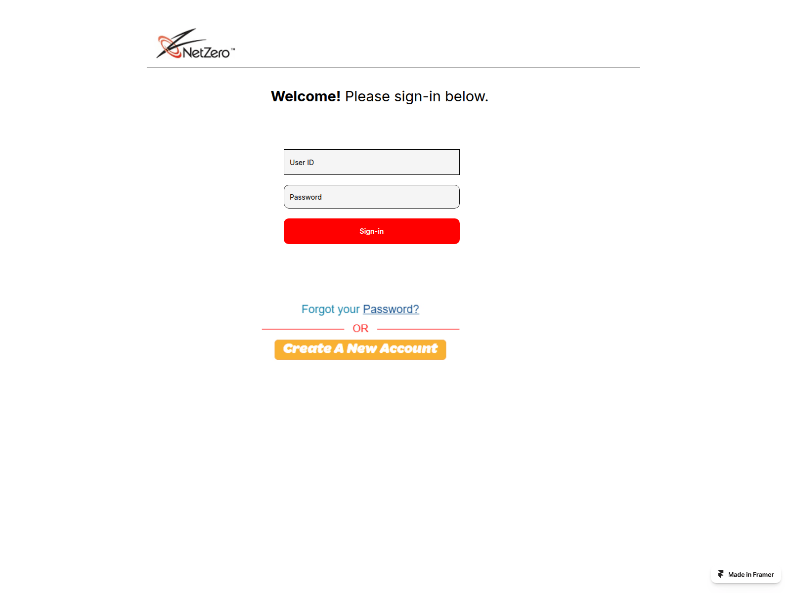 Screenshot of netzero7876888.framer.website