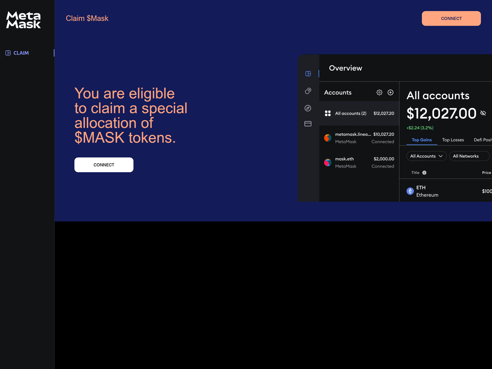 Screenshot of claim.matemask.xyz
