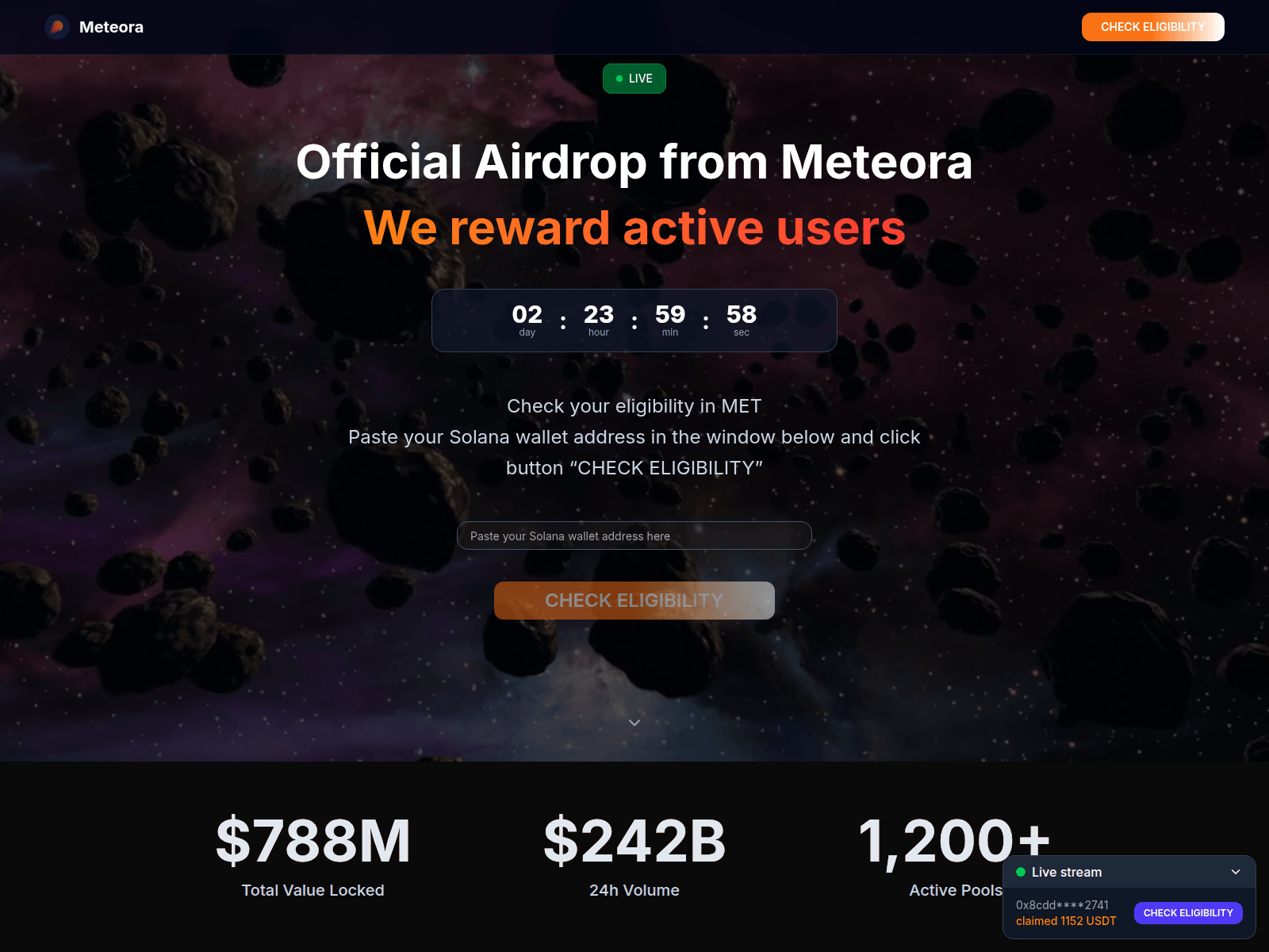 Screenshot of meteoracheck.live