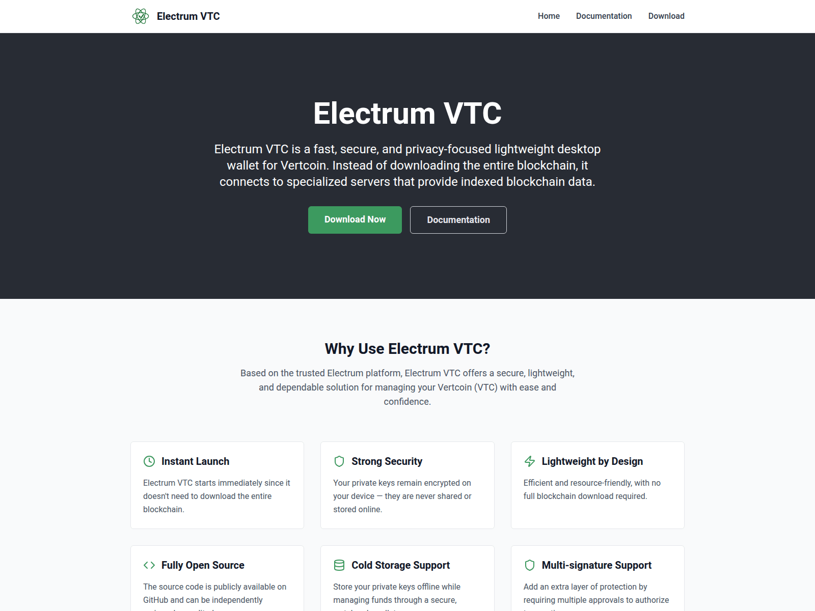 Screenshot of electrum-vtc.org