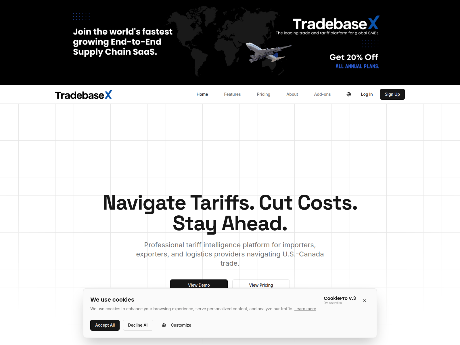 Screenshot of tradebasex.com