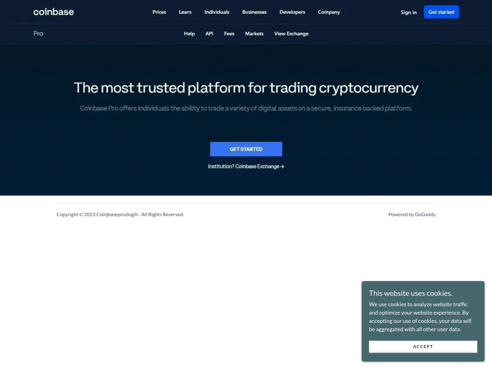 Screenshot of coinjbaseprozlogiii.godaddysites.com