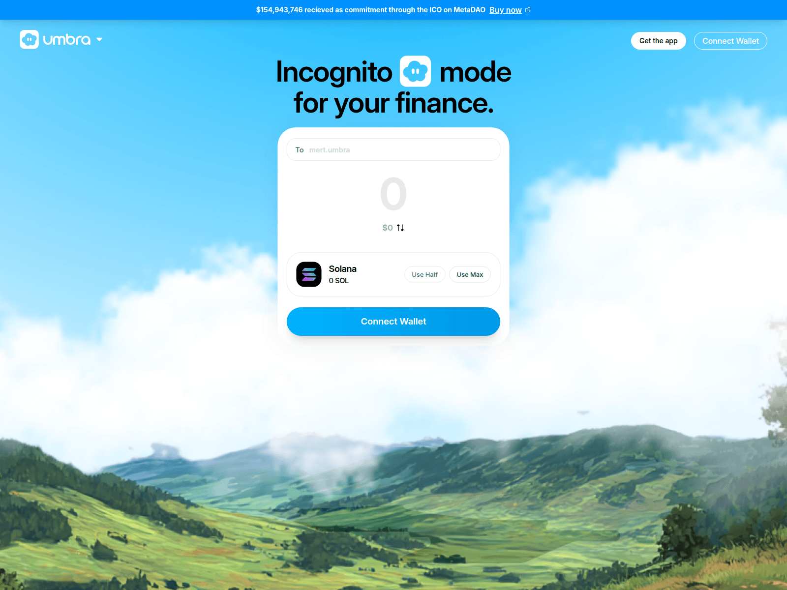 Screenshot of umbraprivacy.io