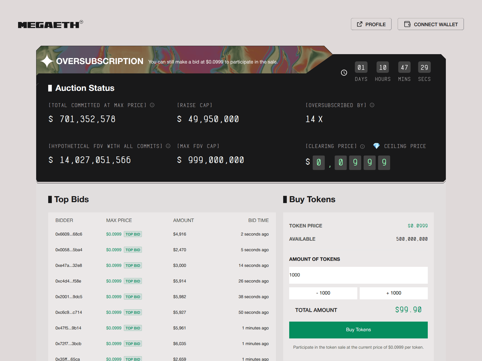 Screenshot of sale.megaeth.fund