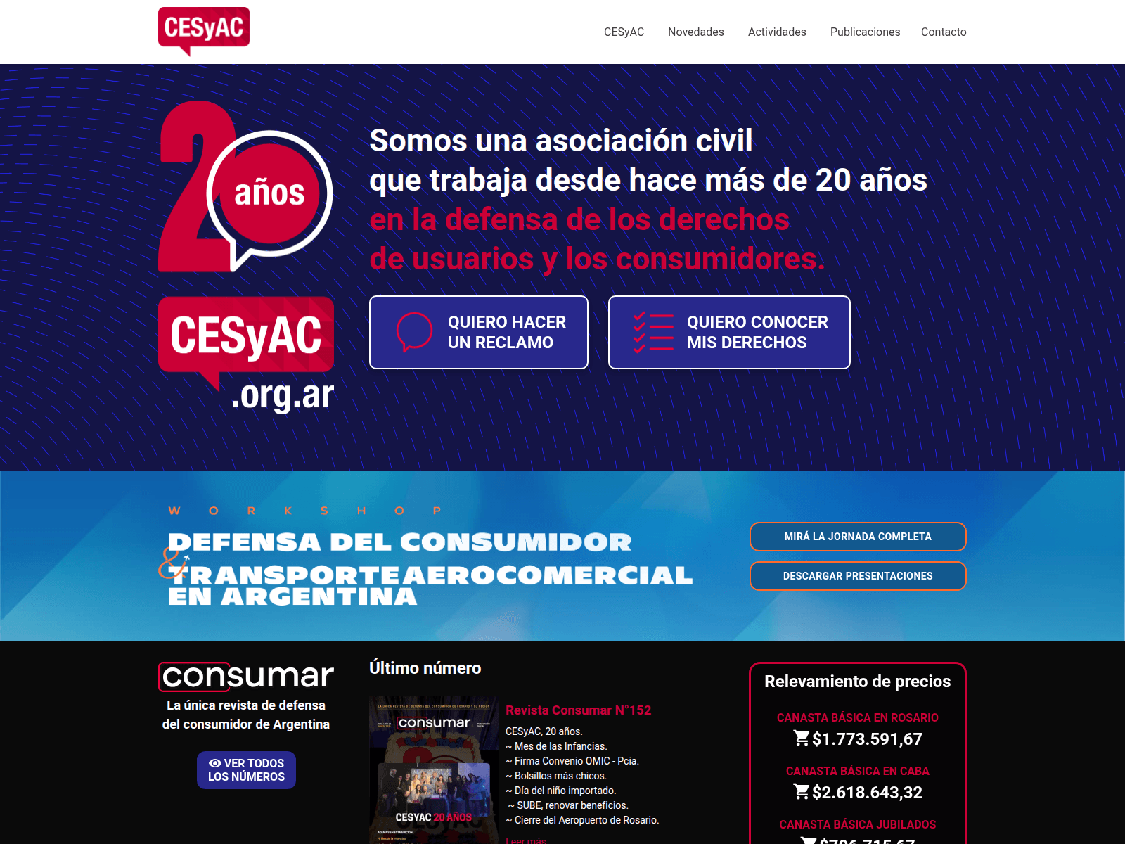 Screenshot of cesyac.org.ar