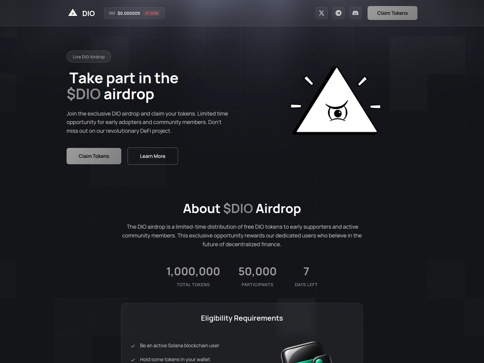Screenshot of dio.allocation.finance