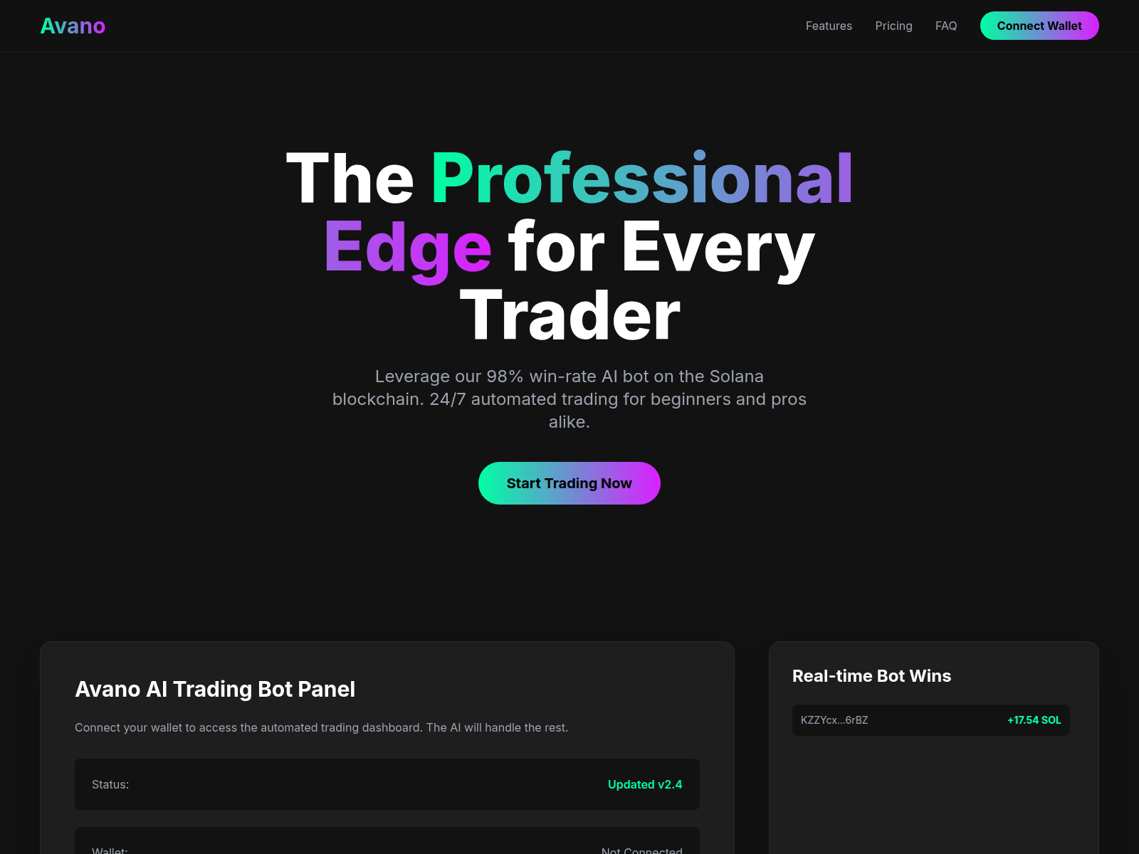 Screenshot of avano.finance