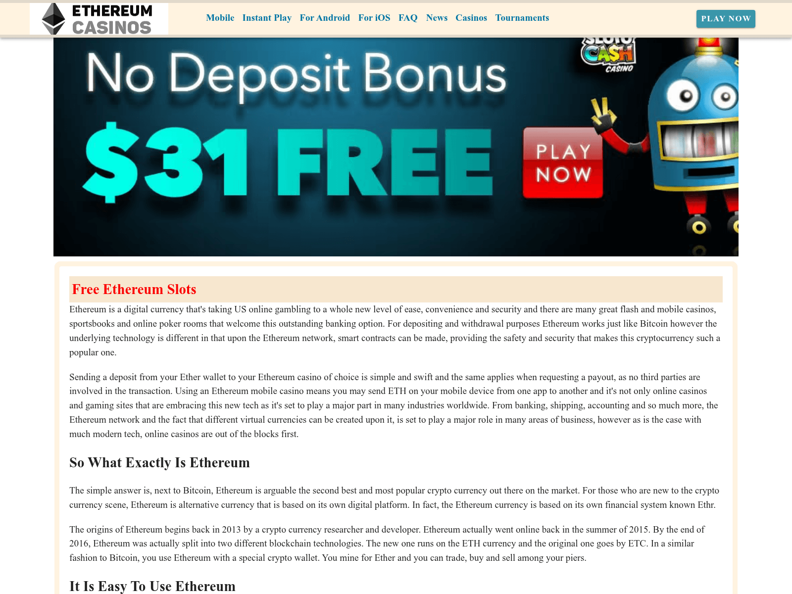 Screenshot of freeethereumslots.com