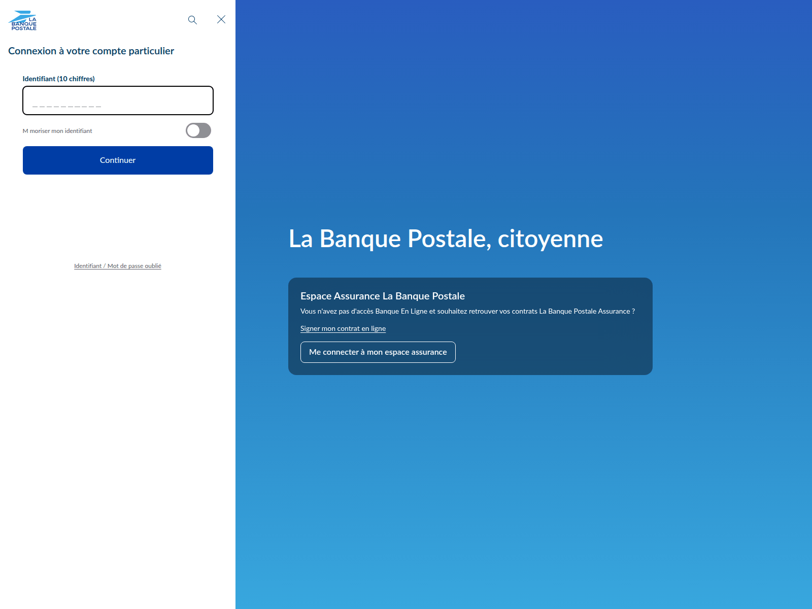 Screenshot of postale.connexion-client.com