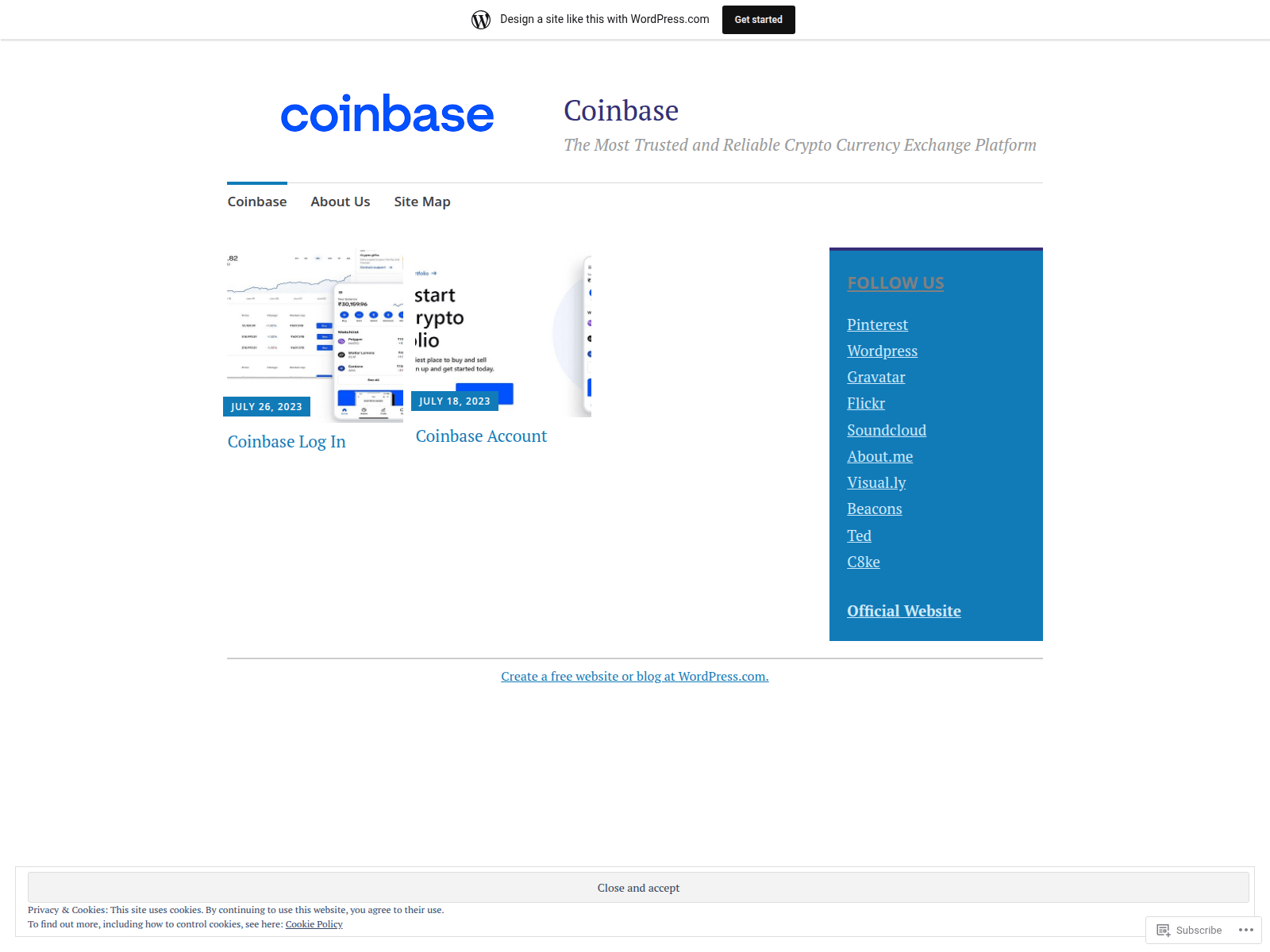 Screenshot of logincoinbasewallet.wordpress.com