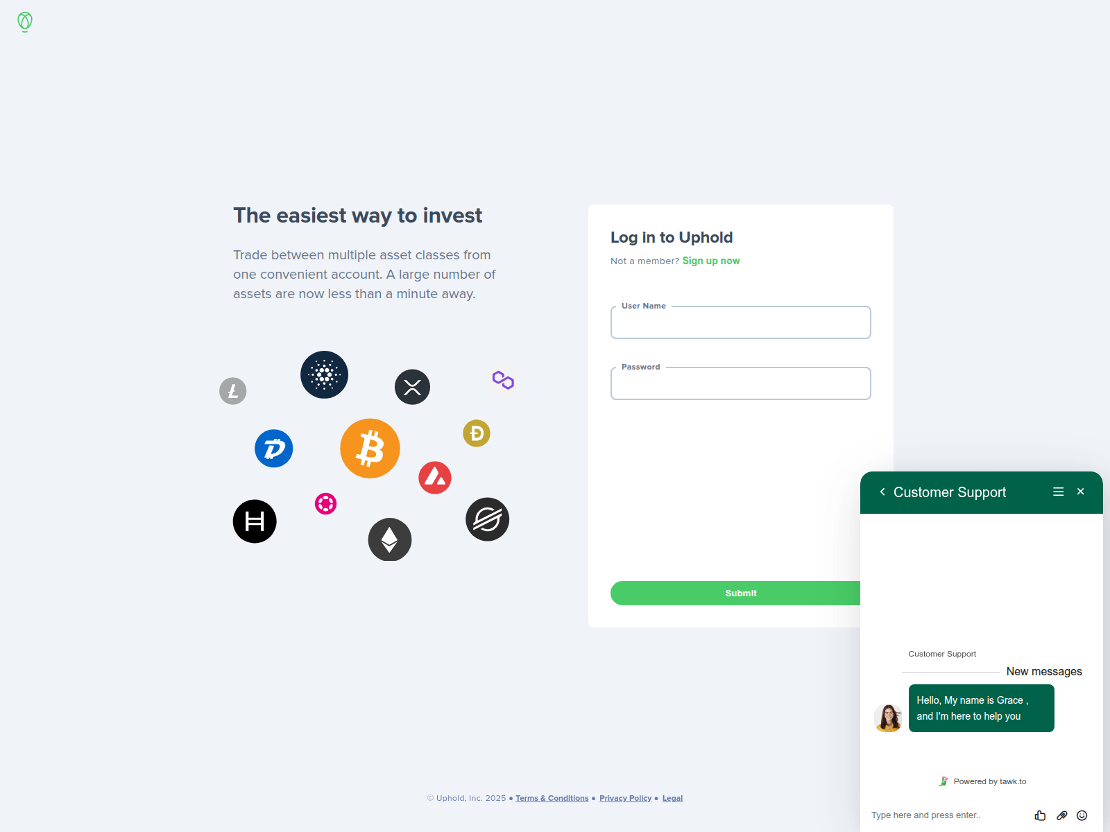 Screenshot of wallet.uppholld.com