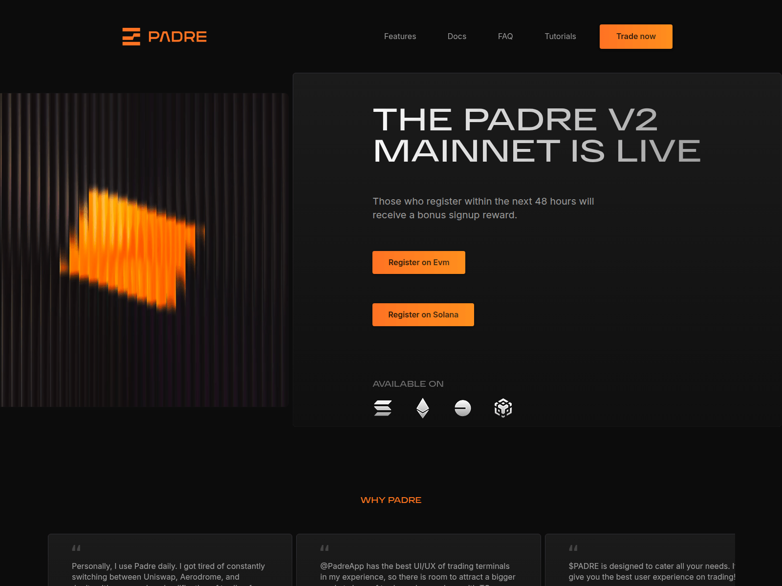 Screenshot of mainnet-padre.com