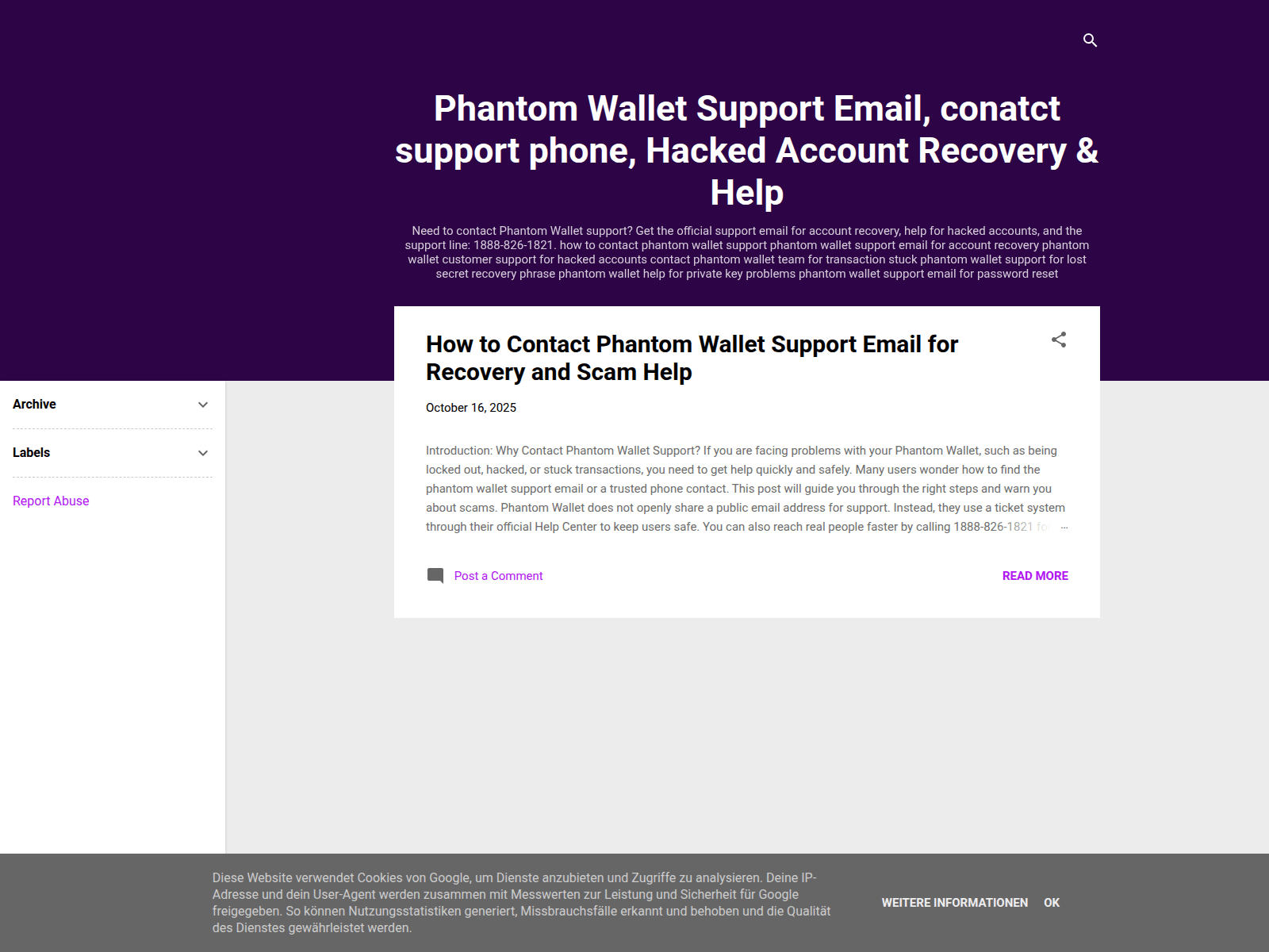 Screenshot of phantom-wallet-support-recovery.blogspot.com