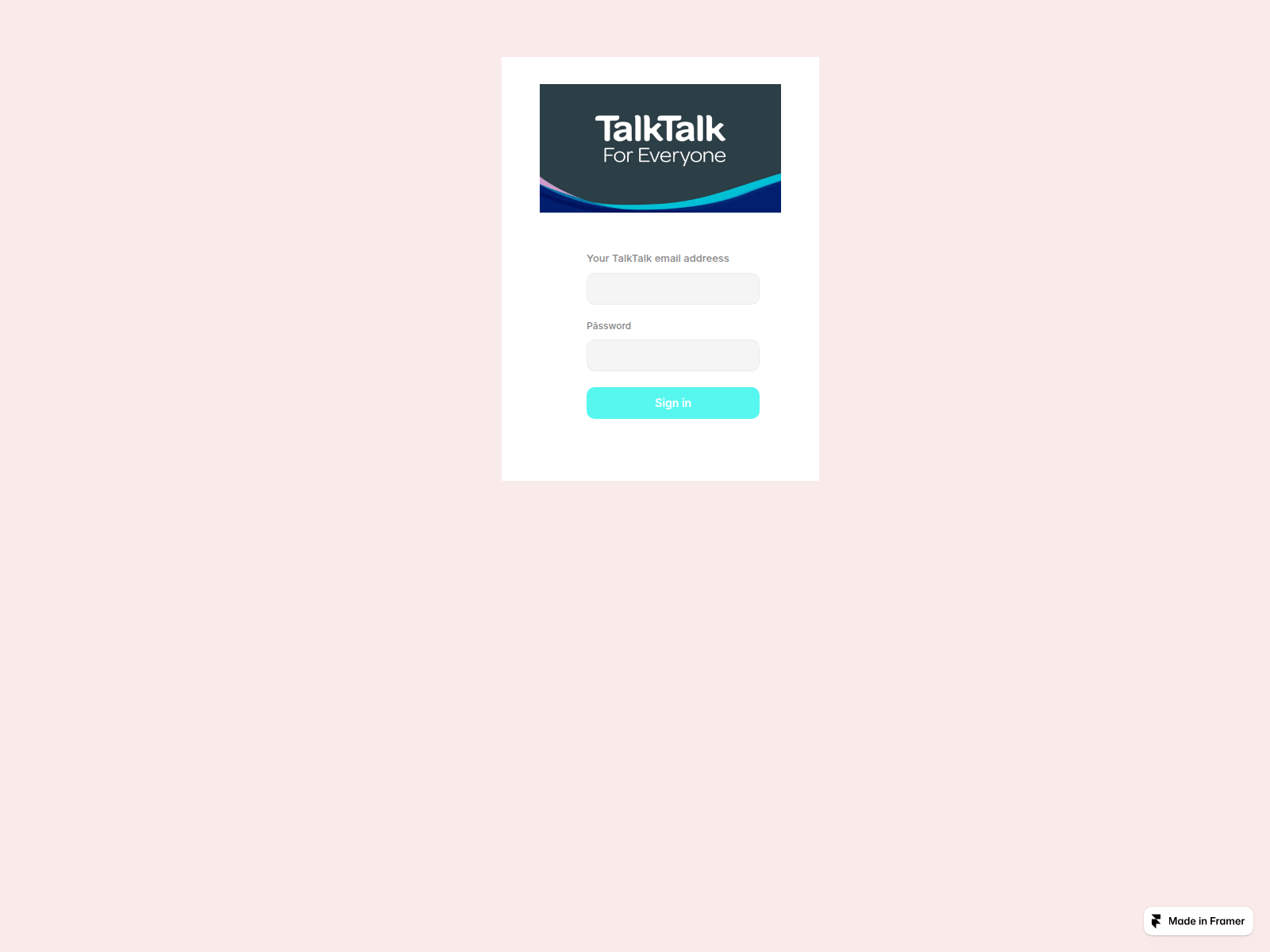 Screenshot of mytalktalkbroadbandserviceforyou.framer.website