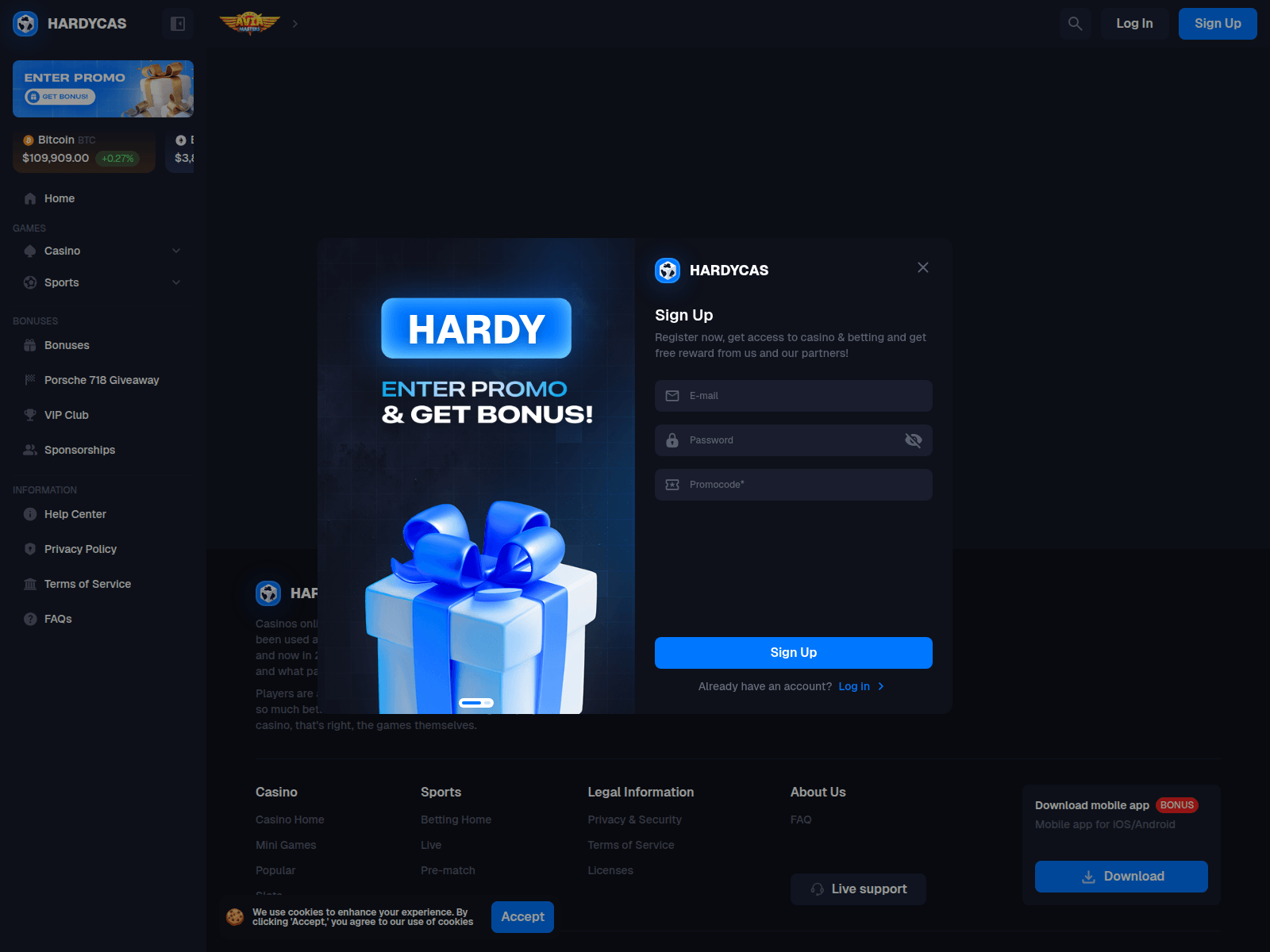 Screenshot of hardycas.com