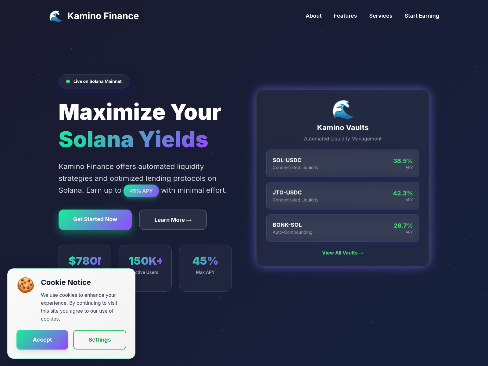 Screenshot of www.kamino-lend.com
