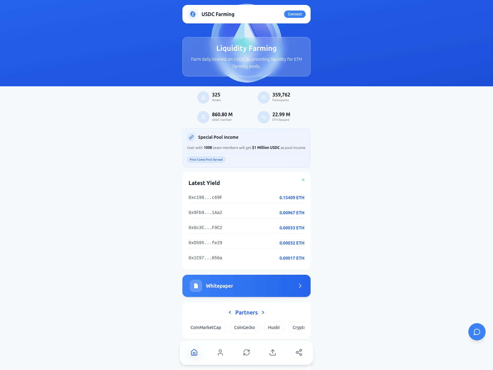 Screenshot of usdcfarming.app