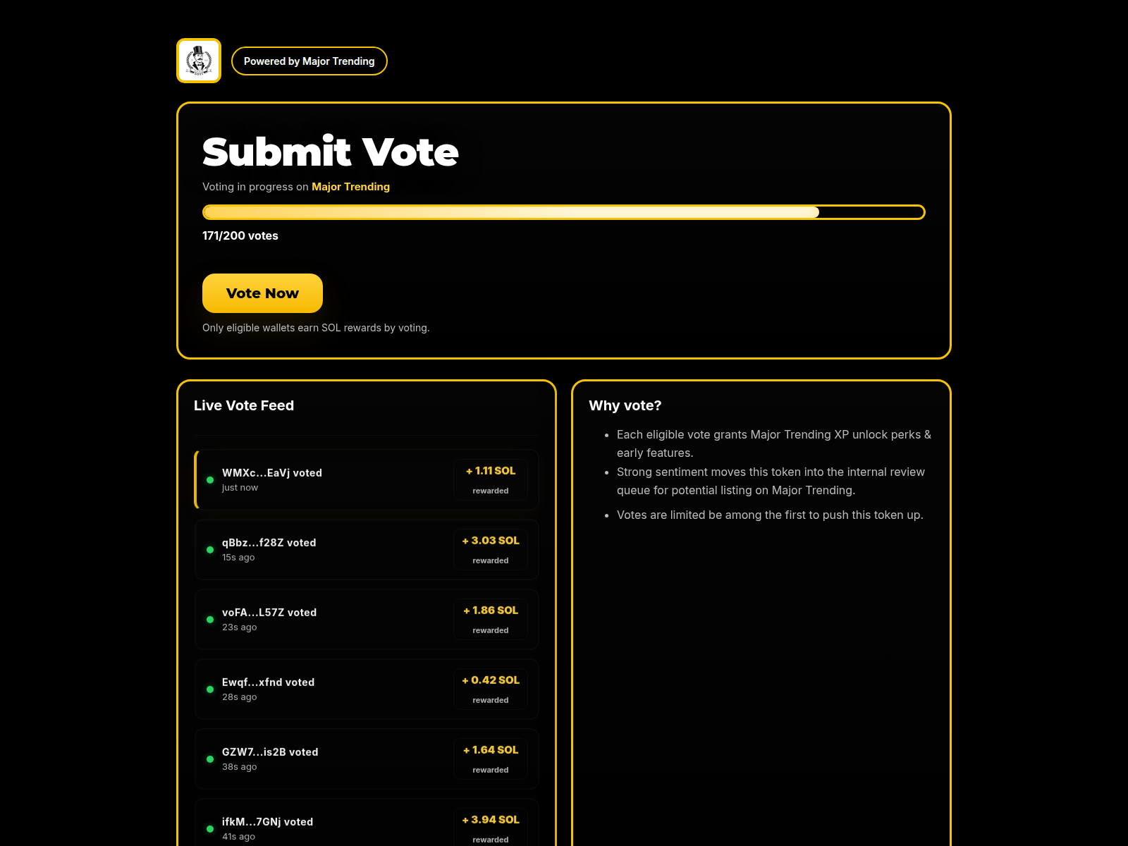 Screenshot of trendingvoting.com