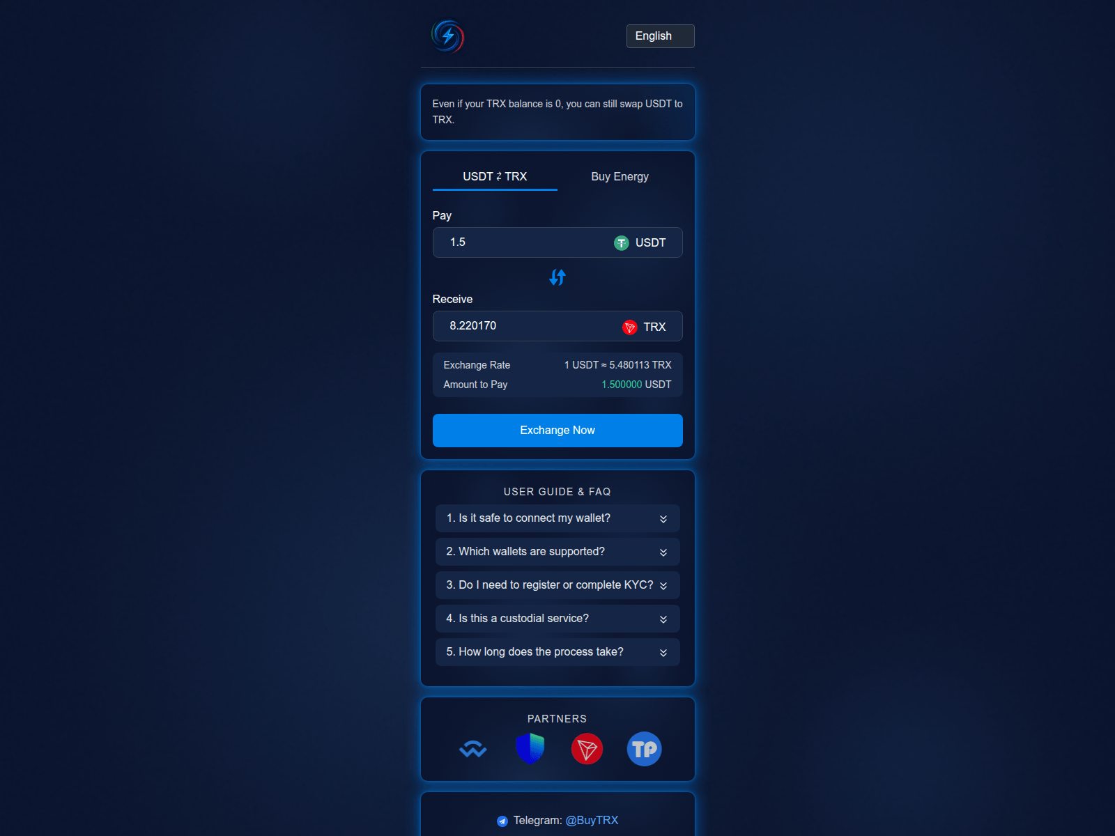 Screenshot of tron-swaps.com