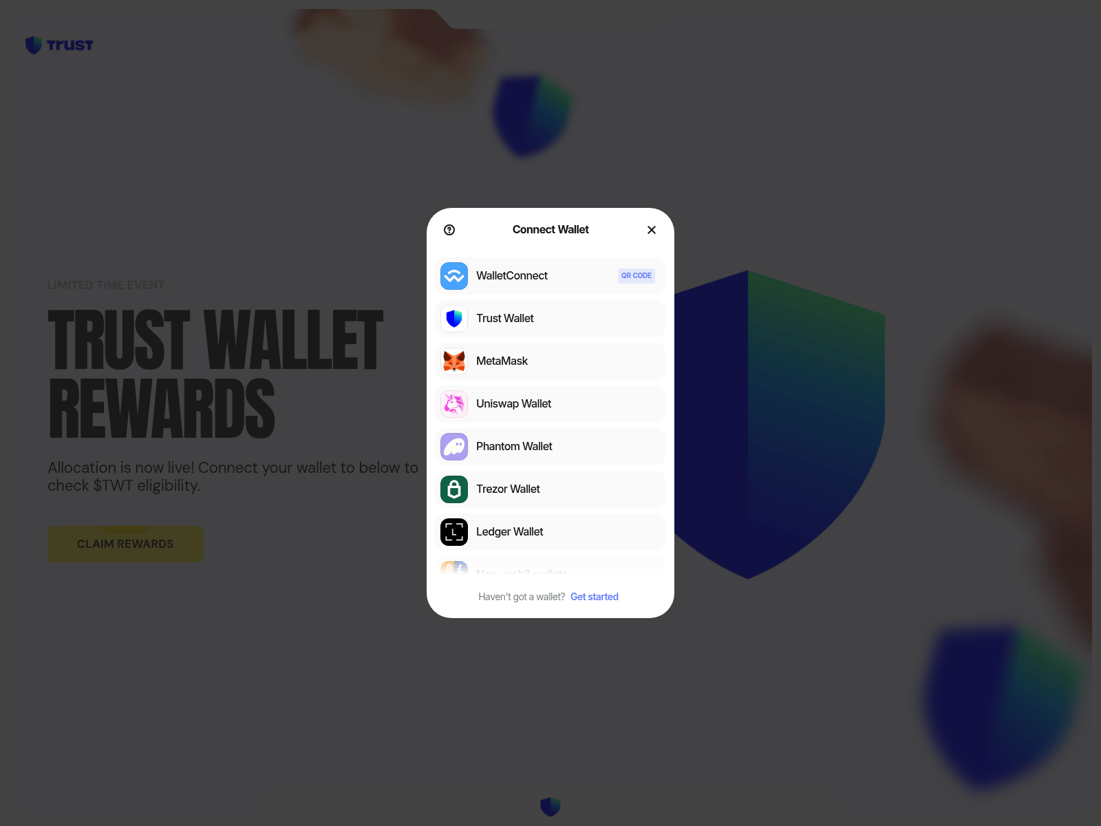 Screenshot of reward-trustwallet.xyz
