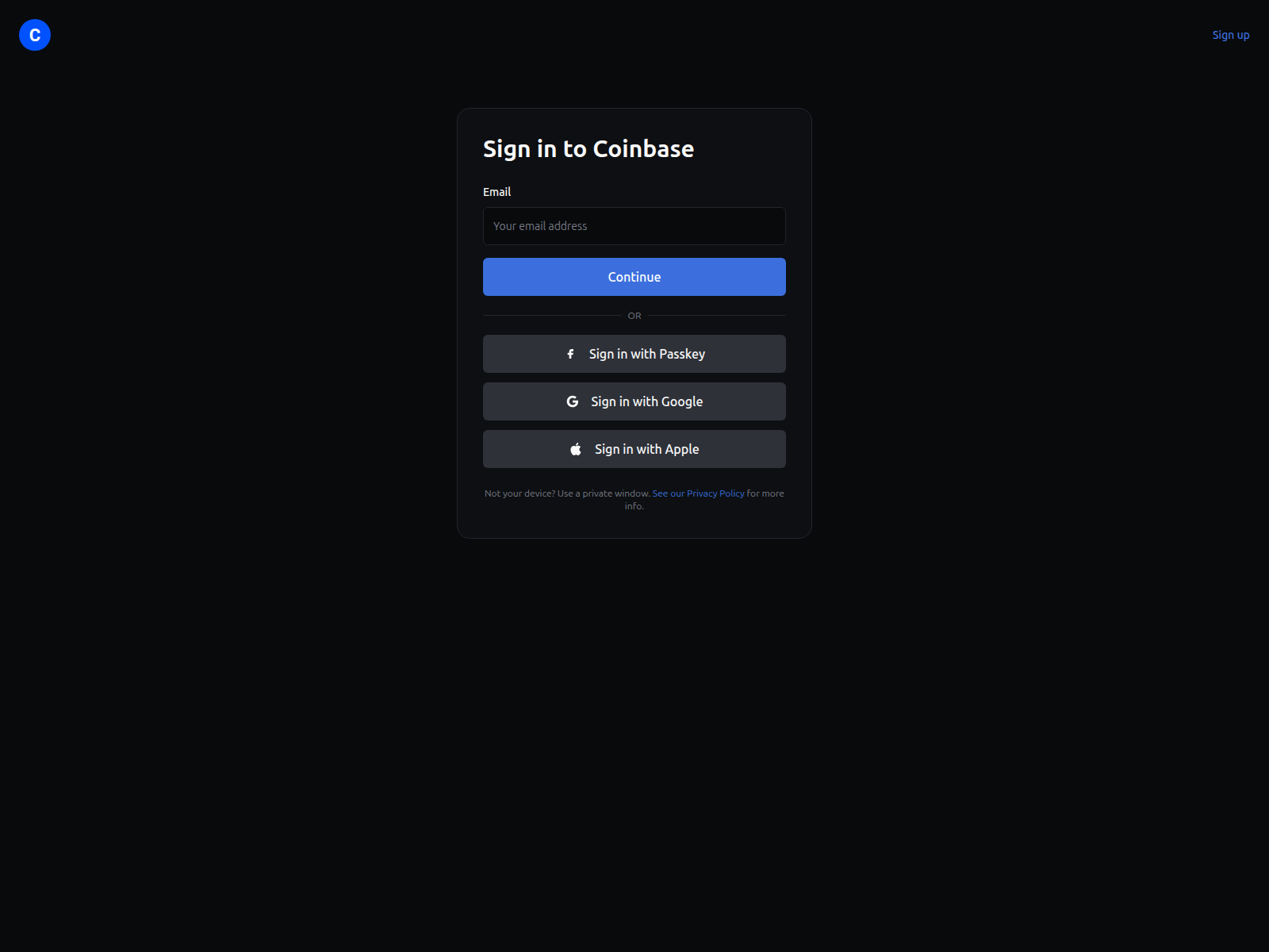 Screenshot of login.coiinbase.org