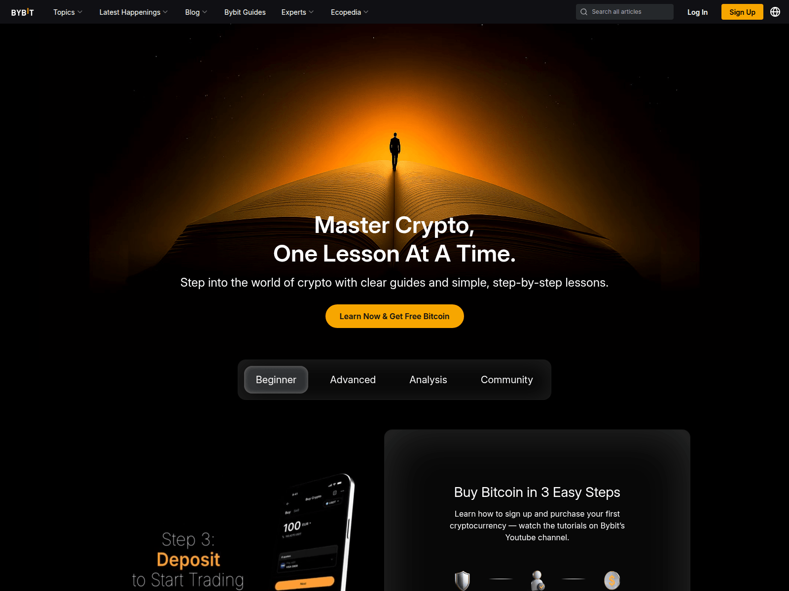 Screenshot of learn.kbybit.com