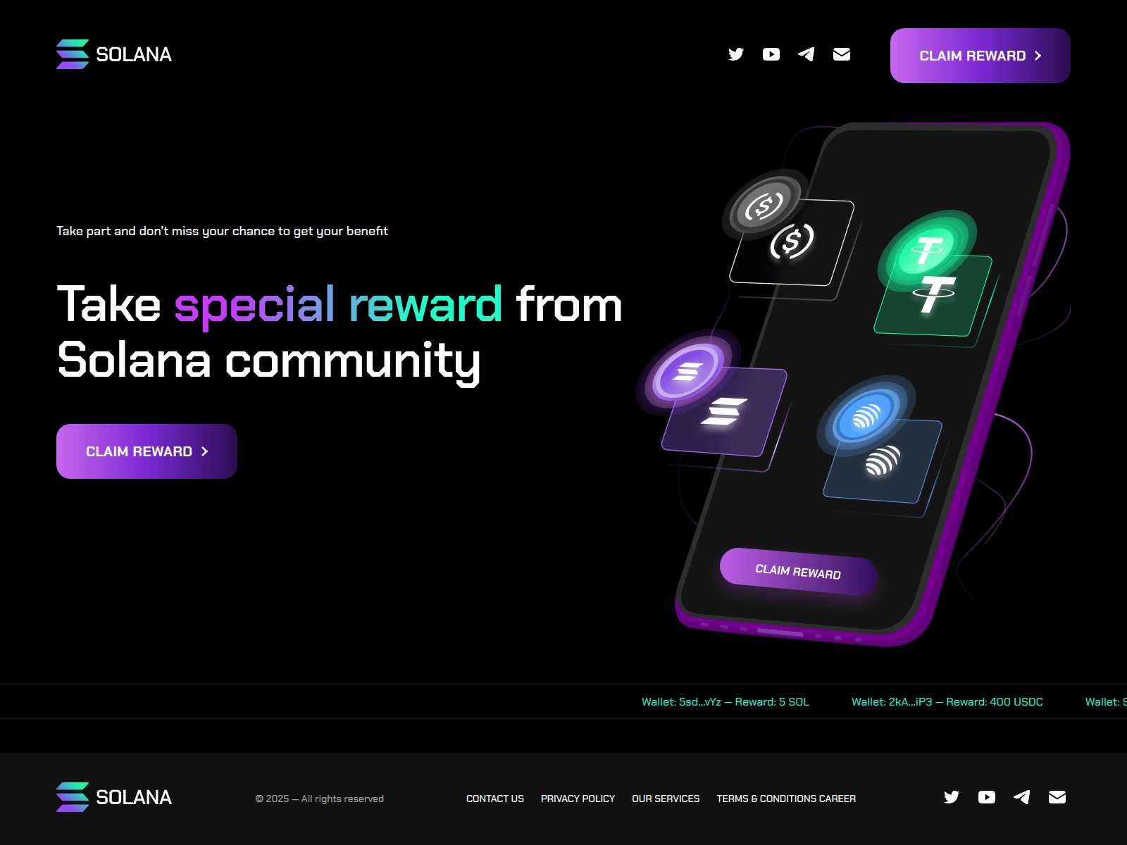 Screenshot of rewarding-solana.com