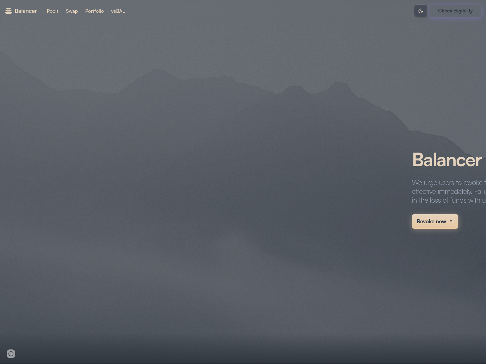 Screenshot of revoke-balancers.com