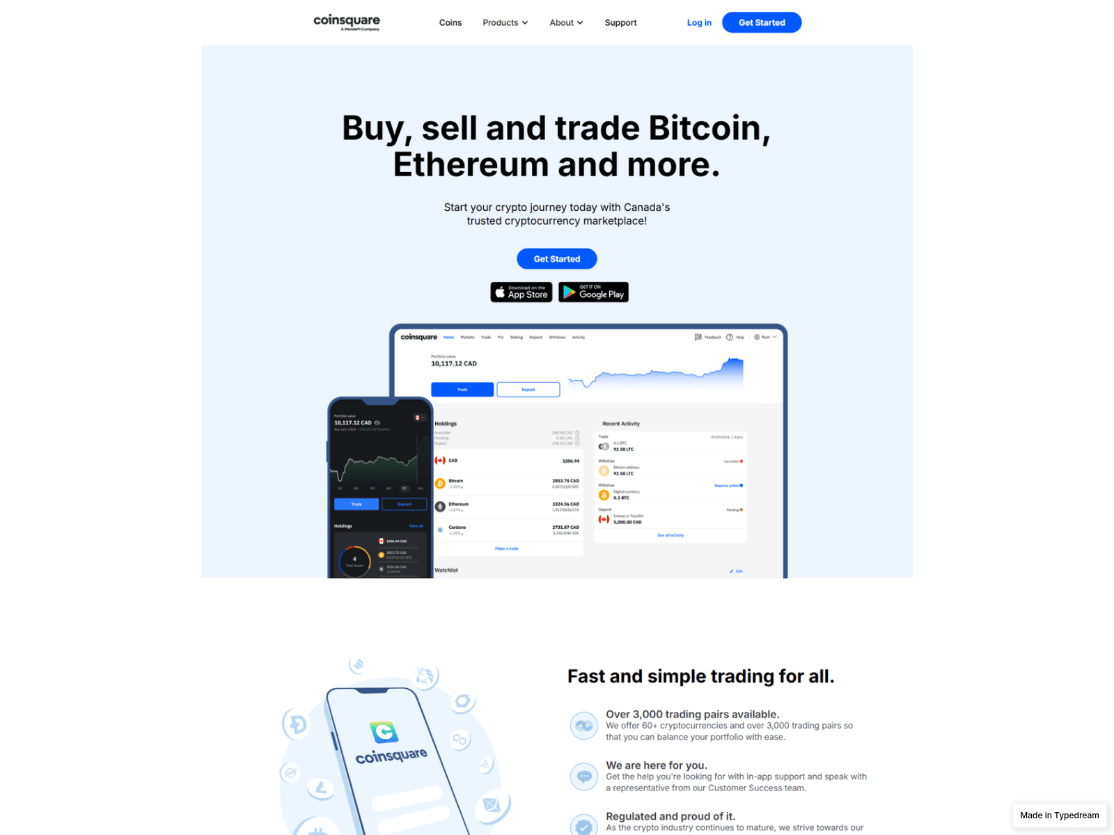 Screenshot of coin-square-login-web-sso.typedream.app