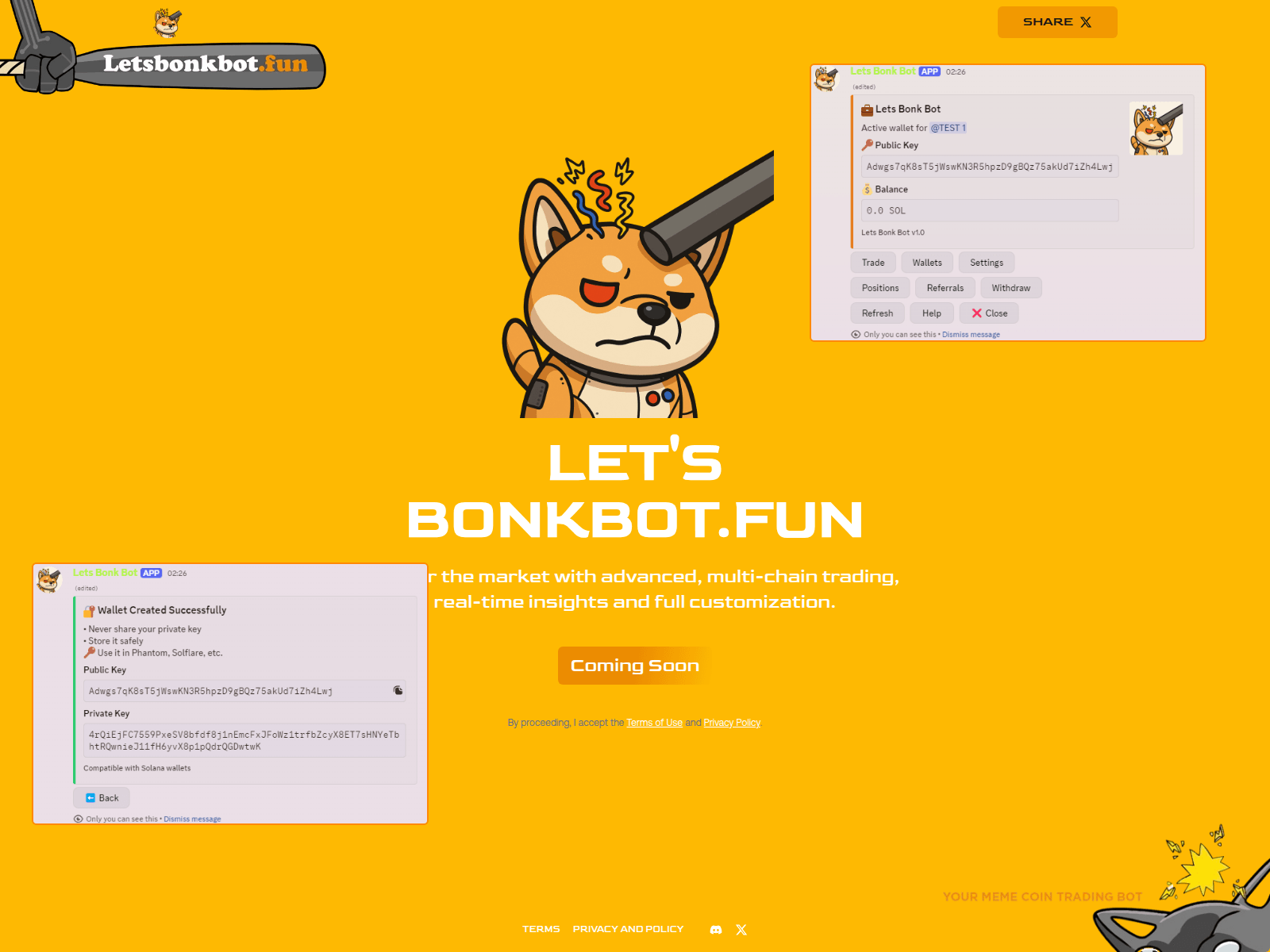 Screenshot of www.letsbonkbot.fun